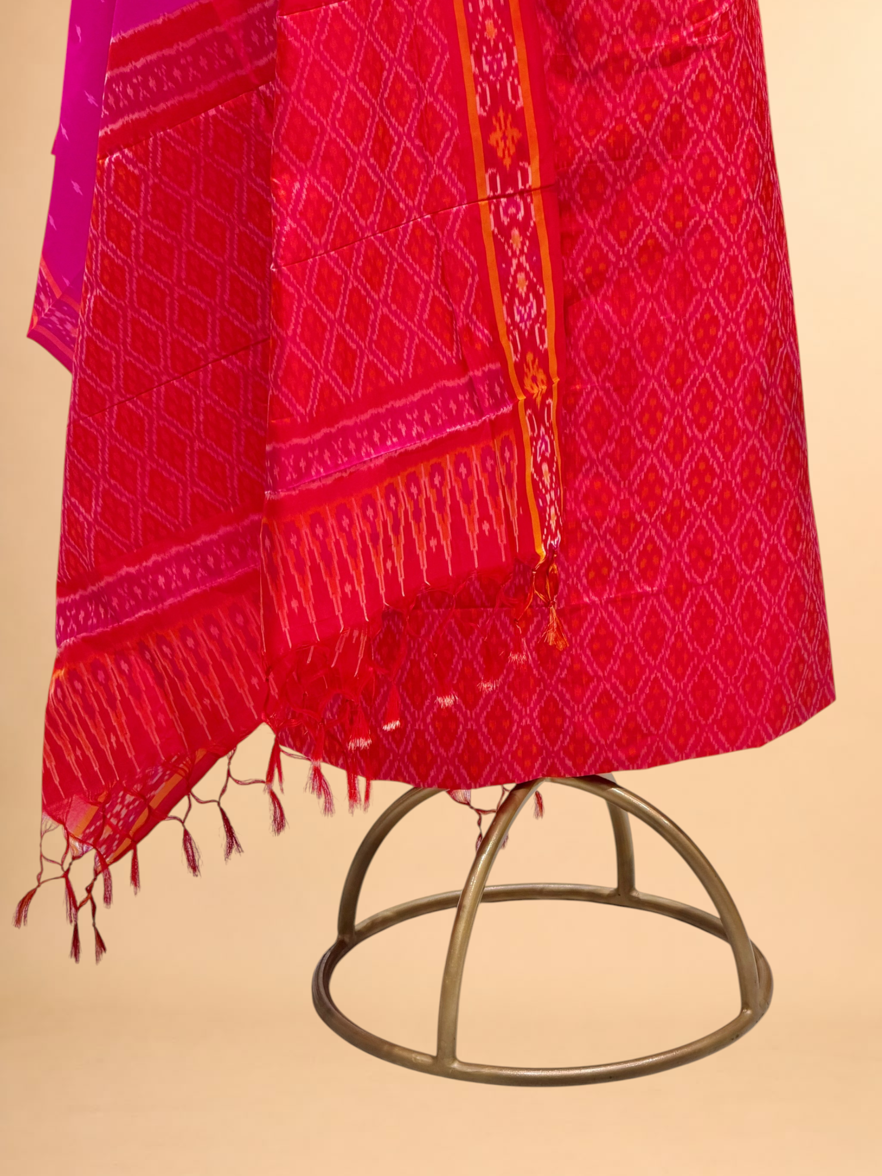 Katan Ikkat Silk Suit Set with Double Colour Dupatta