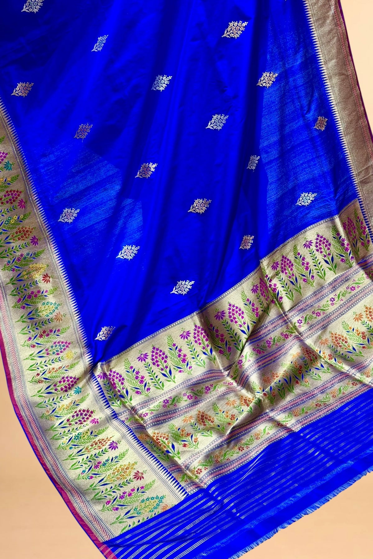 Pure katan silk saree with paithani border