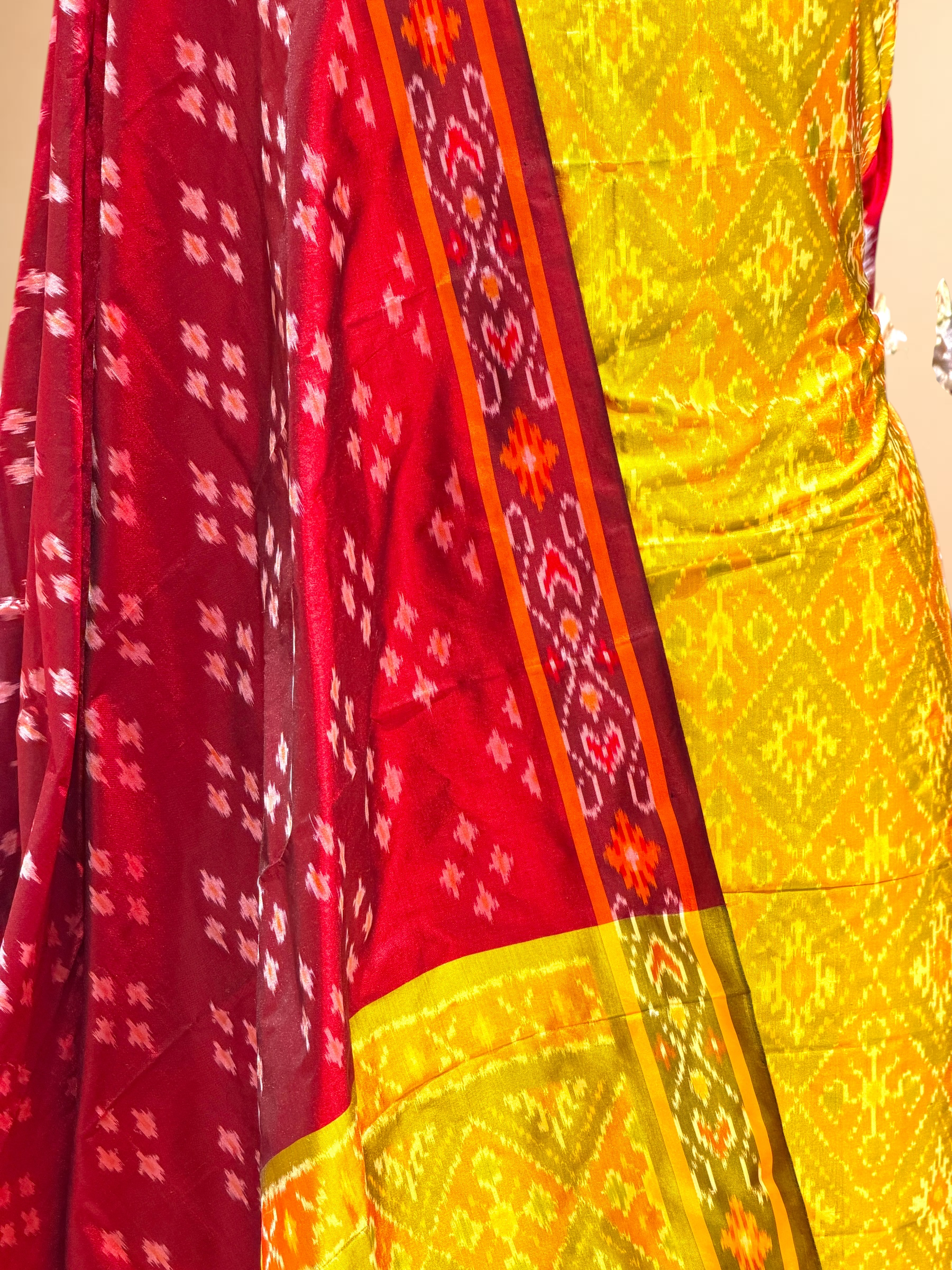 Katan Ikkat Silk Suit Set with Double Colour Dupatta