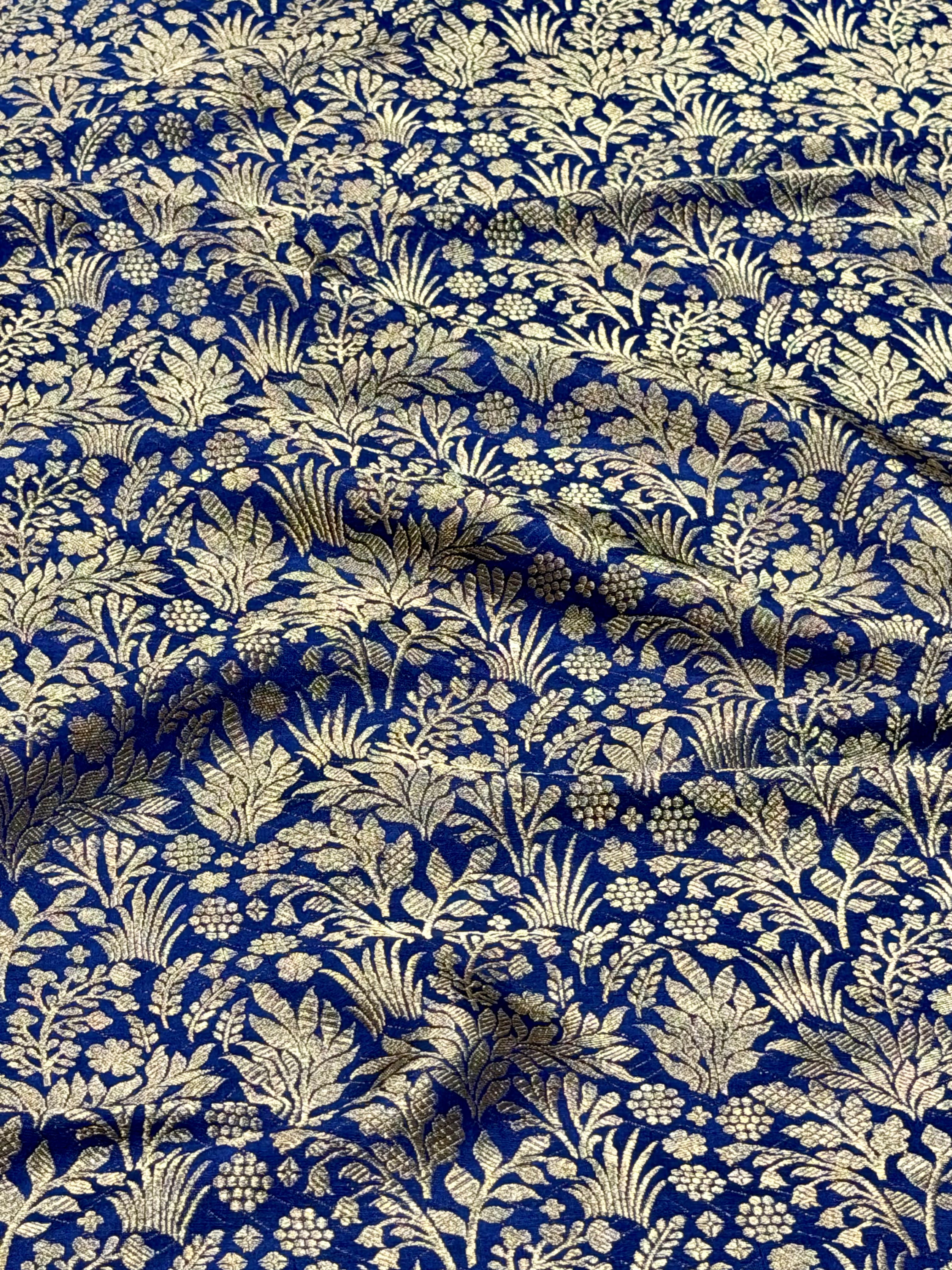 Dark Blue Katan Silk Handloom Fabric