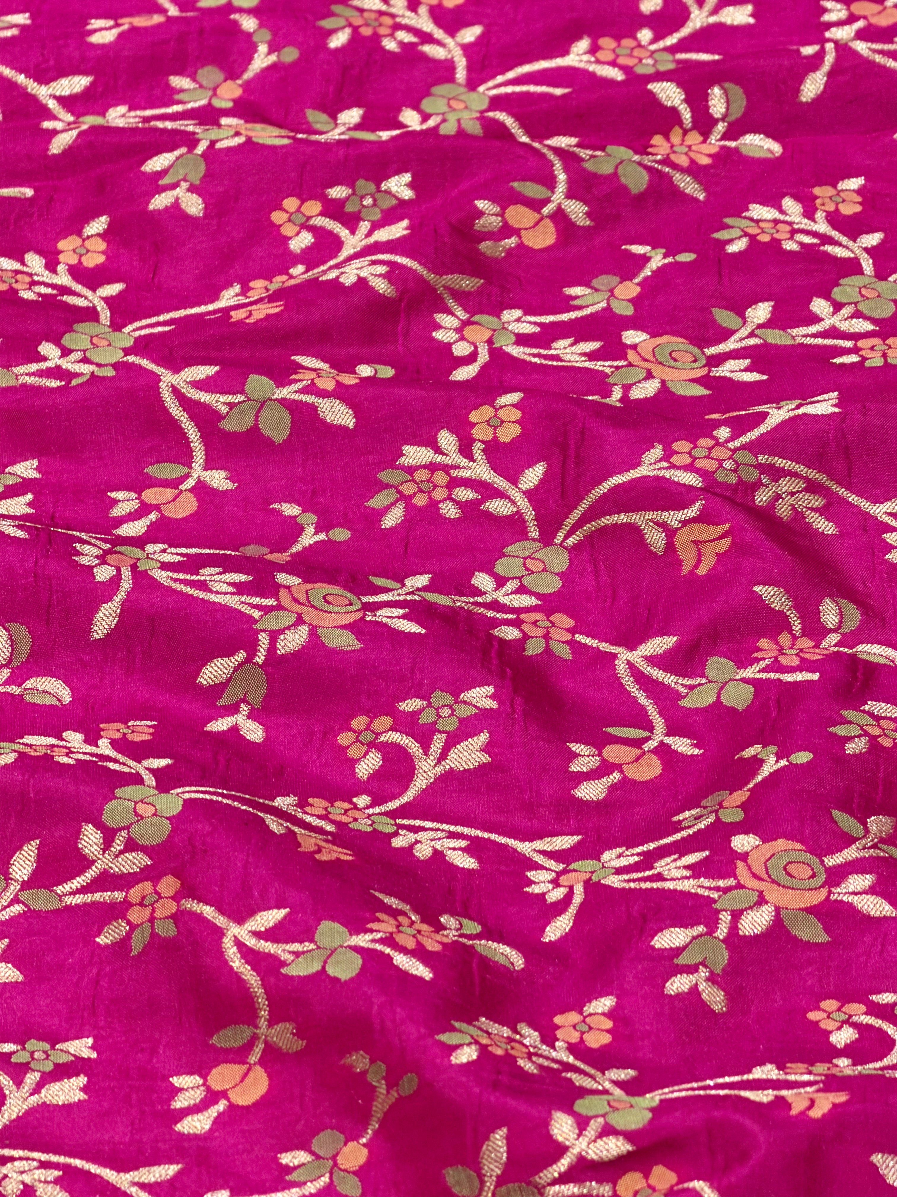 Magenta Meenakari Katan Silk Handloom Fabric