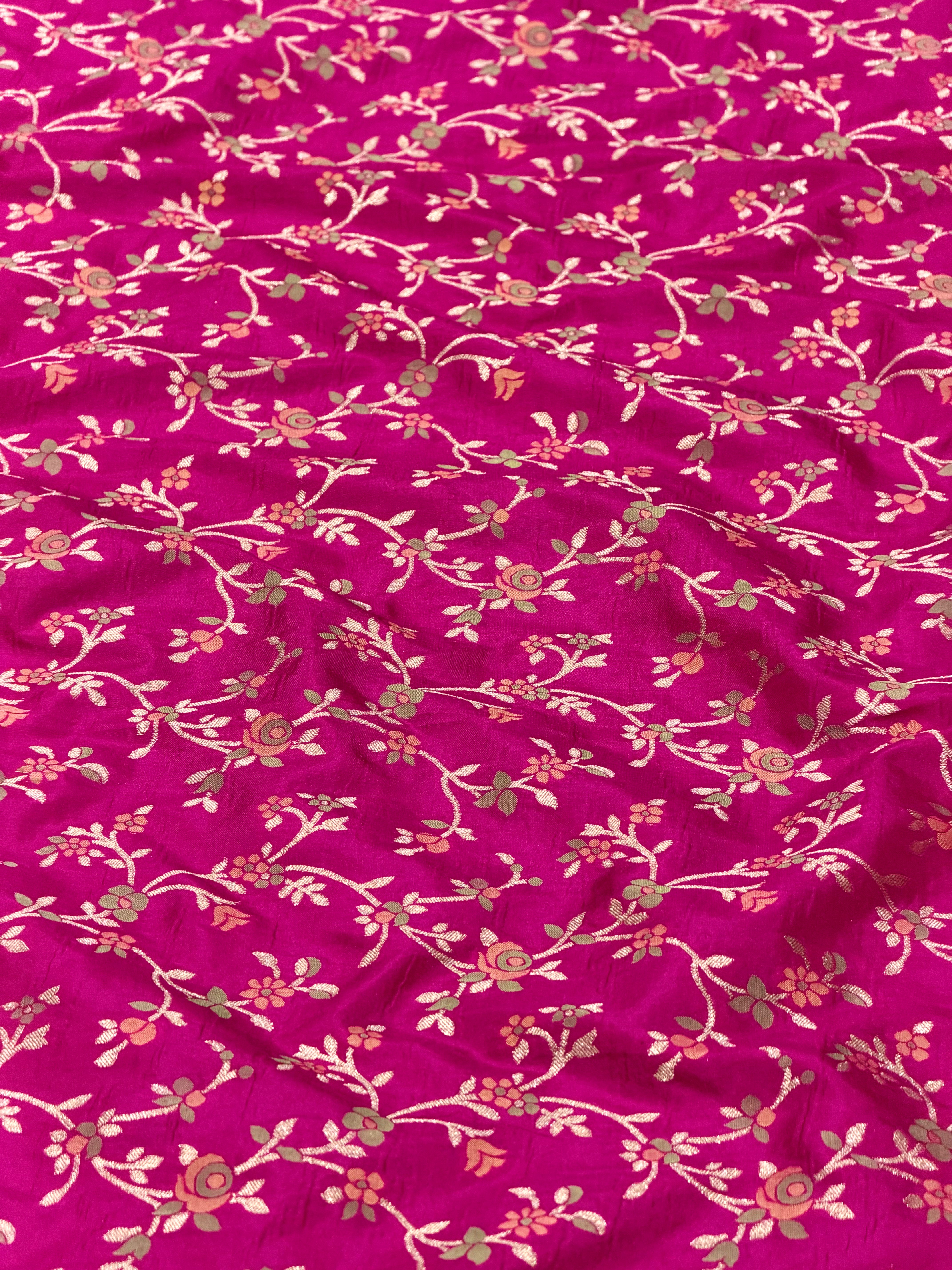Magenta Meenakari Katan Silk Handloom Fabric