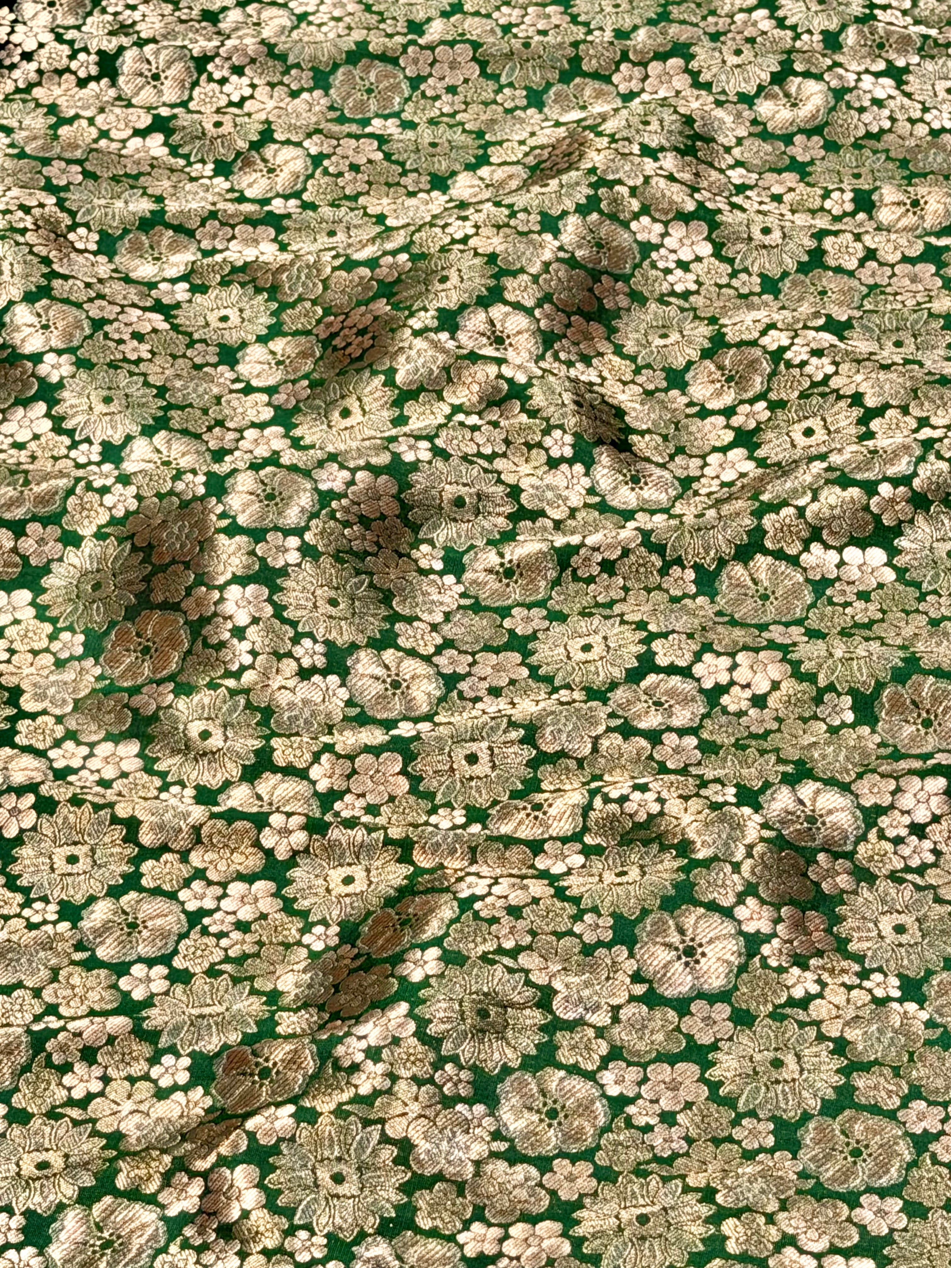 Bottle Green Sona - Rupa Katan Silk Handloom Fabric