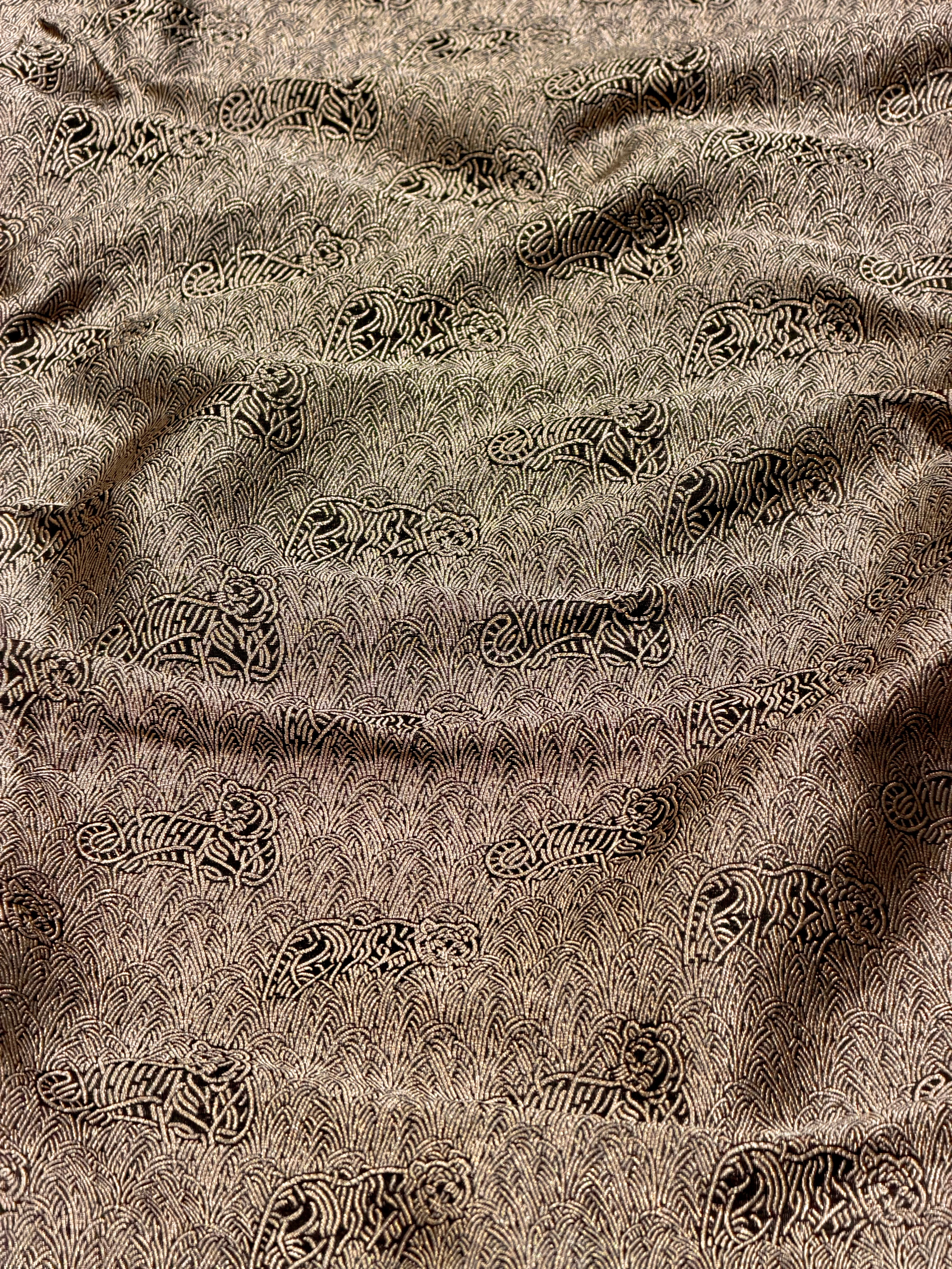 Black Brocade Katan Silk Handloom Fabric