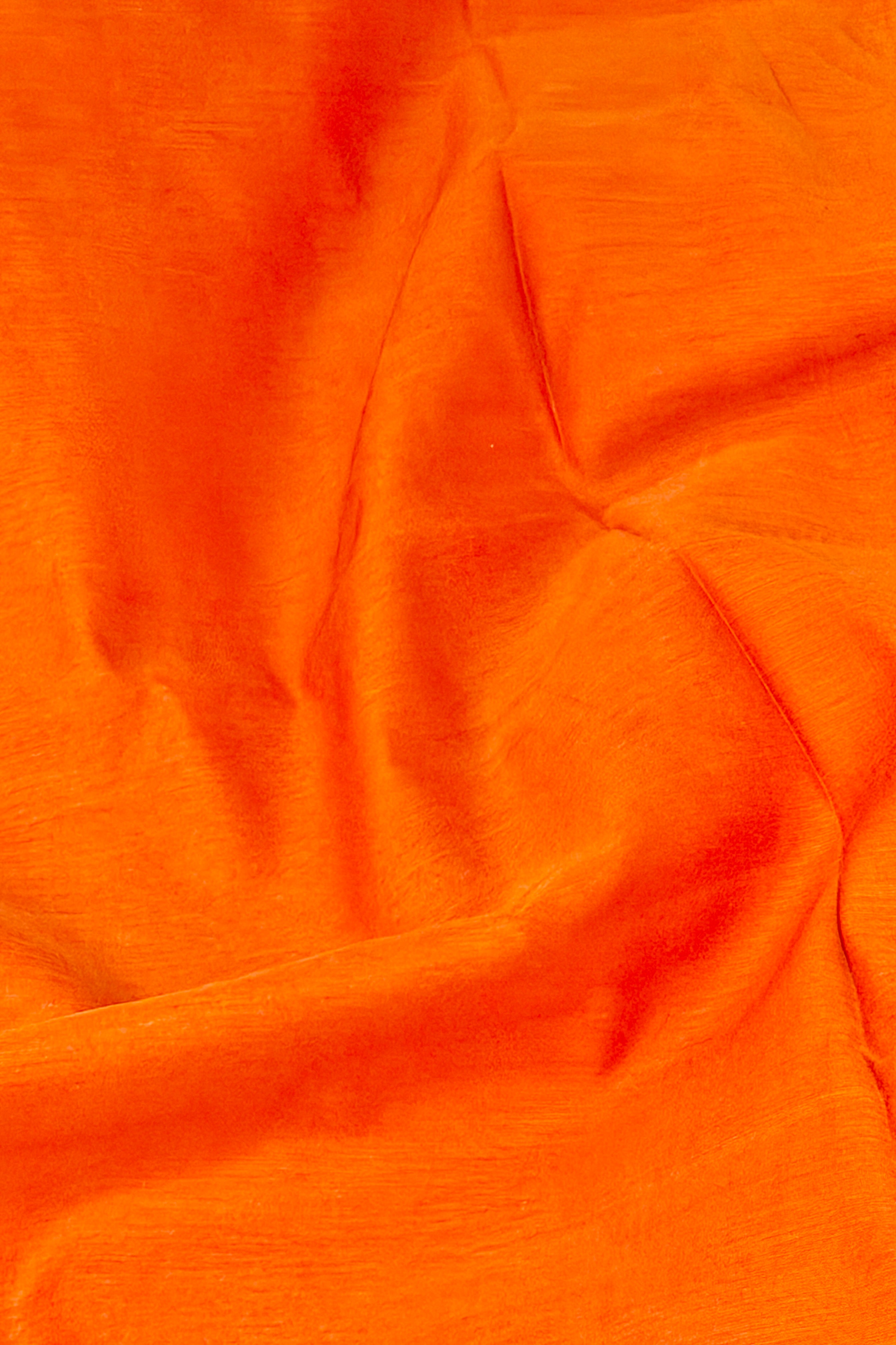 Vibrant Orange Mul Suit Set with Tissue Panel Top & Stripe Dupatta