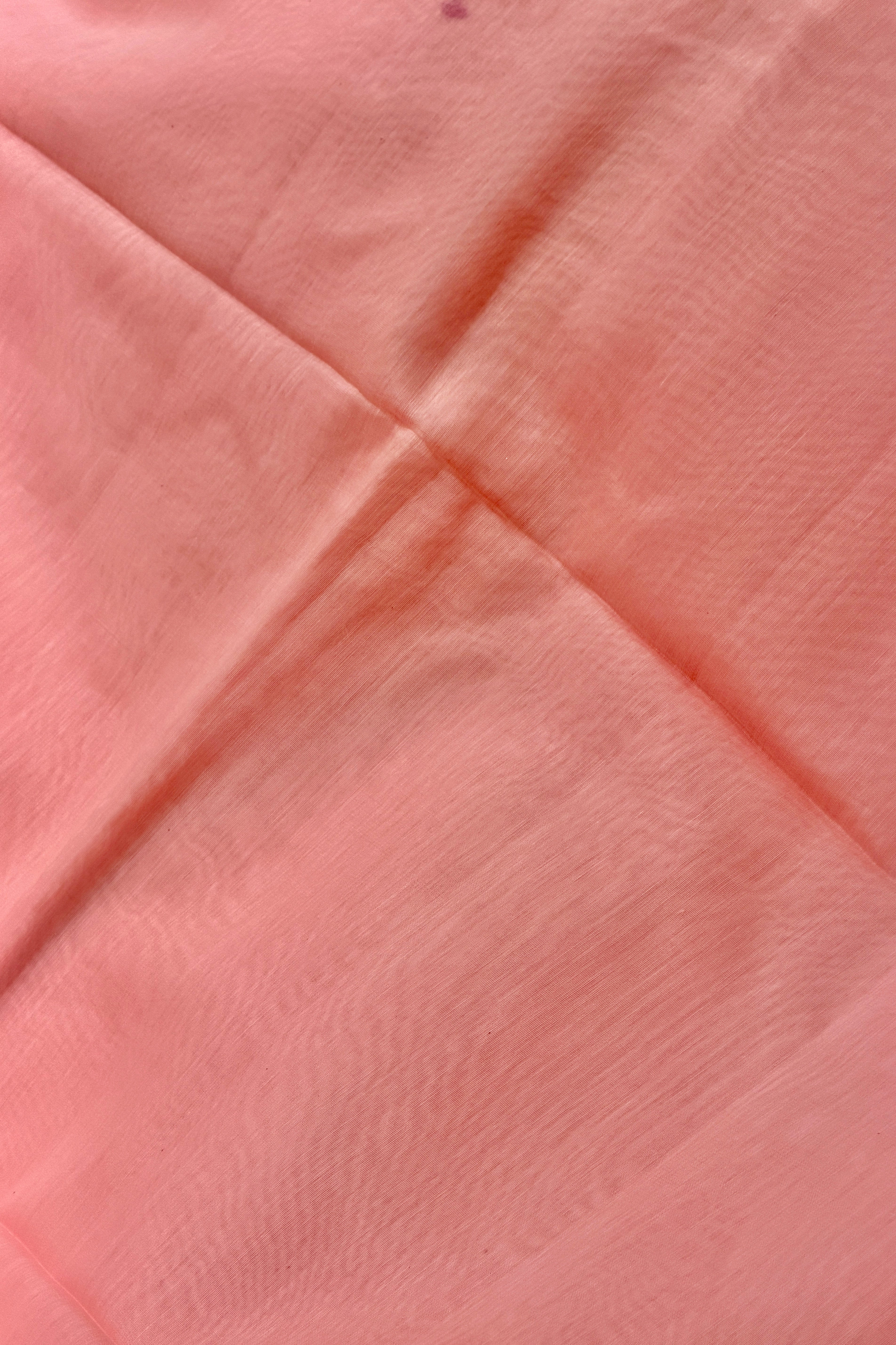 Pastel Pink Mul Suit Set with Tissue Panel Top & Stripe Dupatta