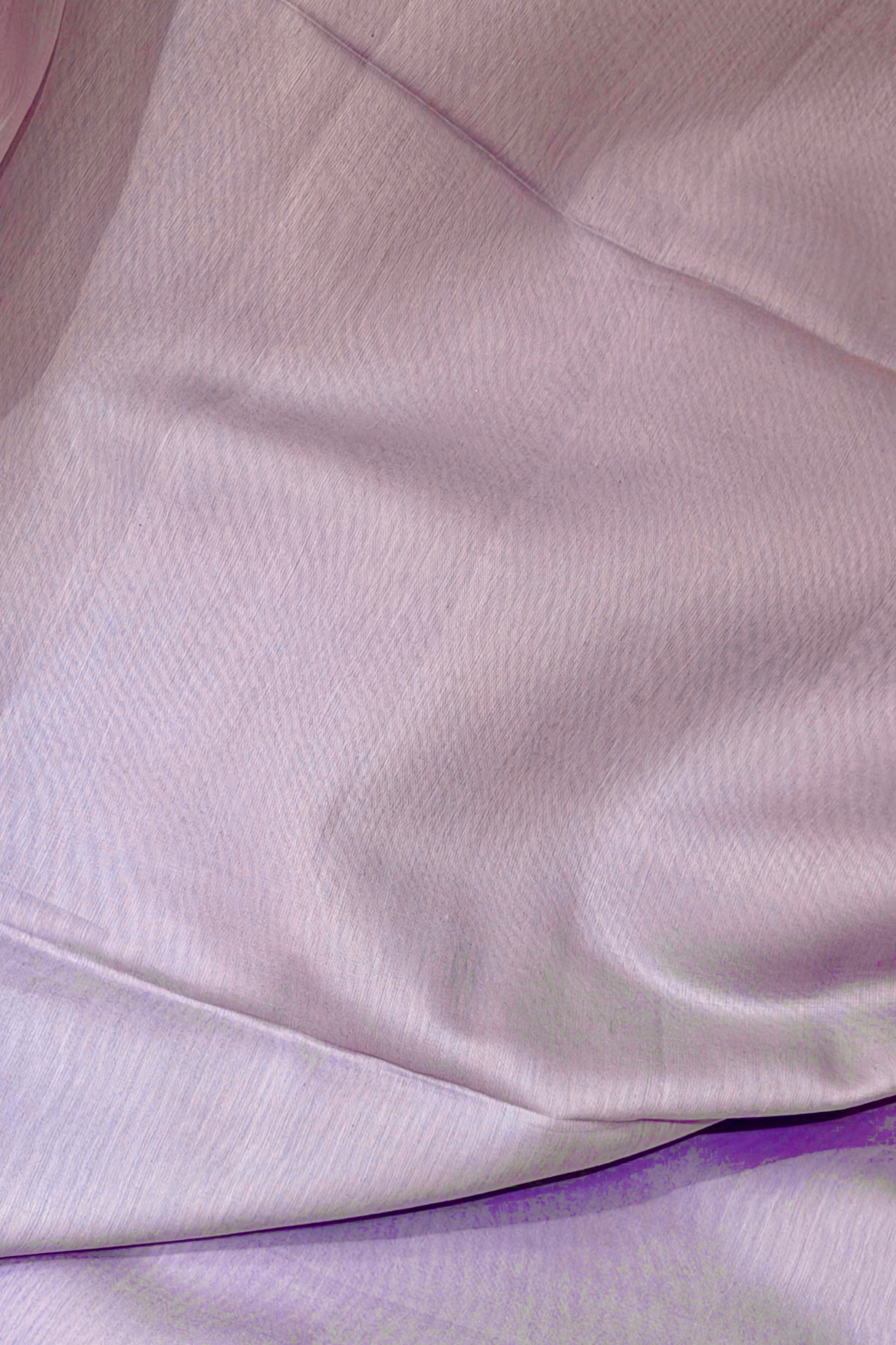 Lavender Mul Suit Set with Tissue Panel Top & Stripe Dupatta