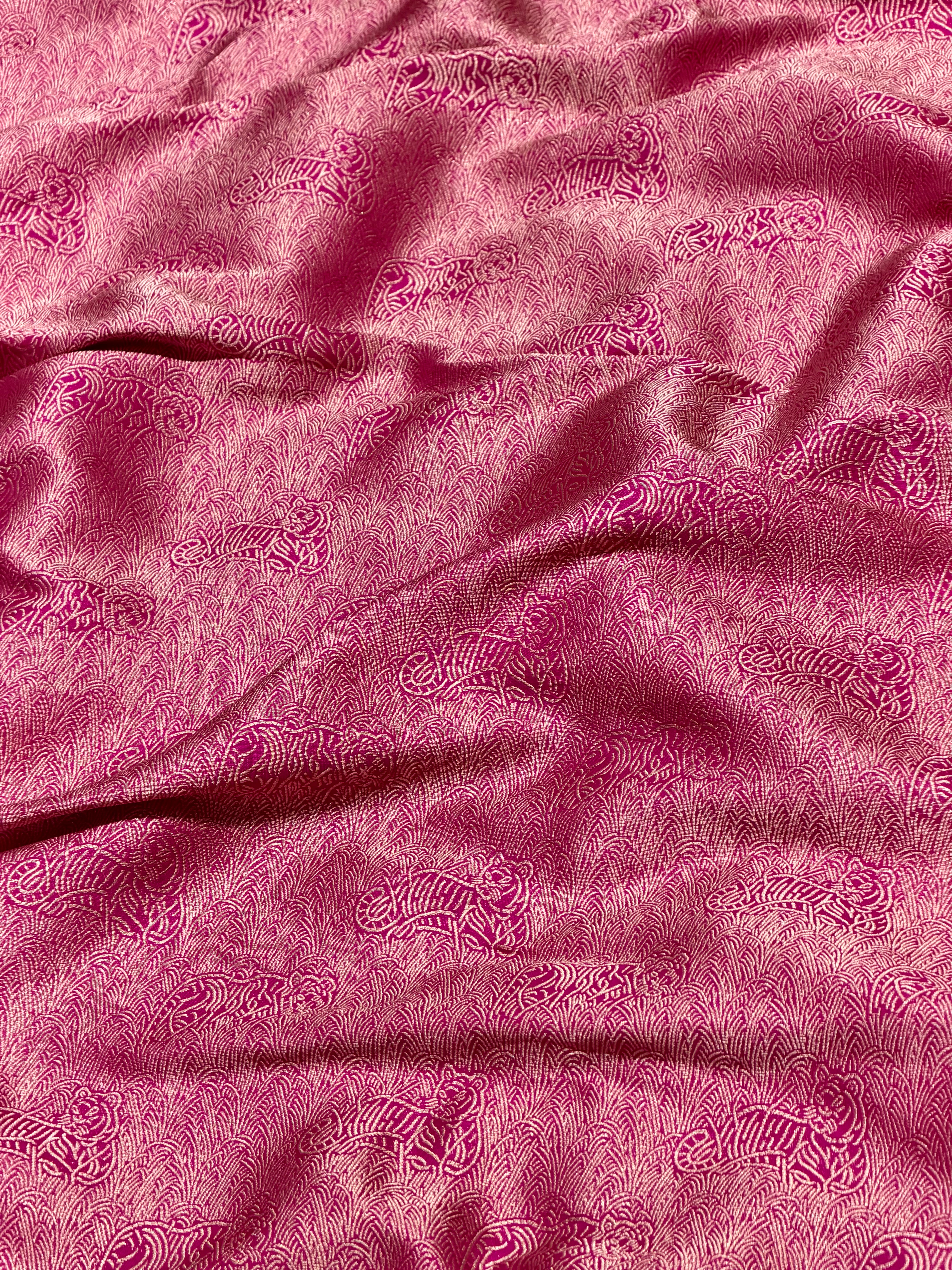 Pink Brocade Katan Silk Handloom Fabric