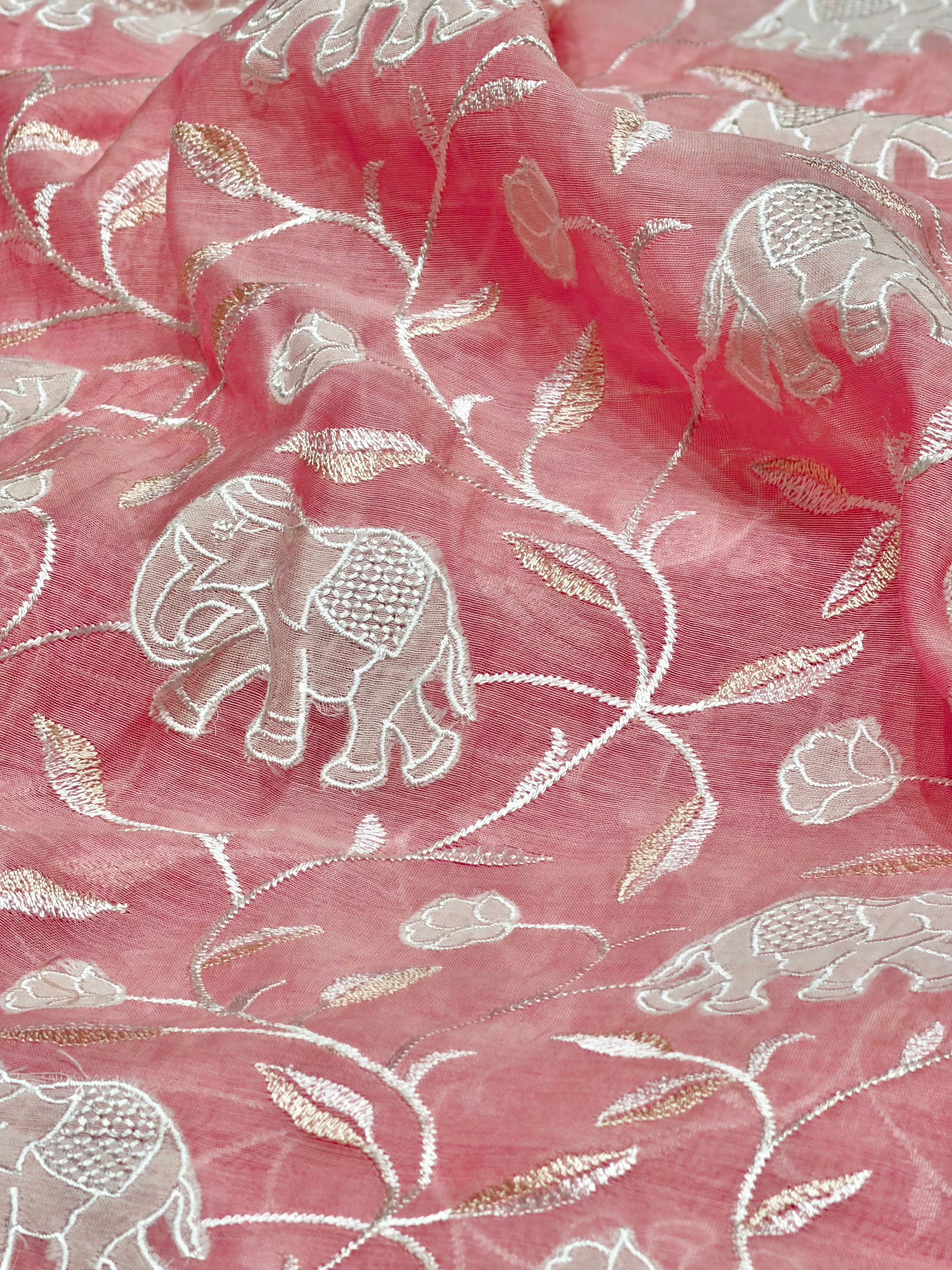 Dusty Pink Mul Fabric With Appliqué Work