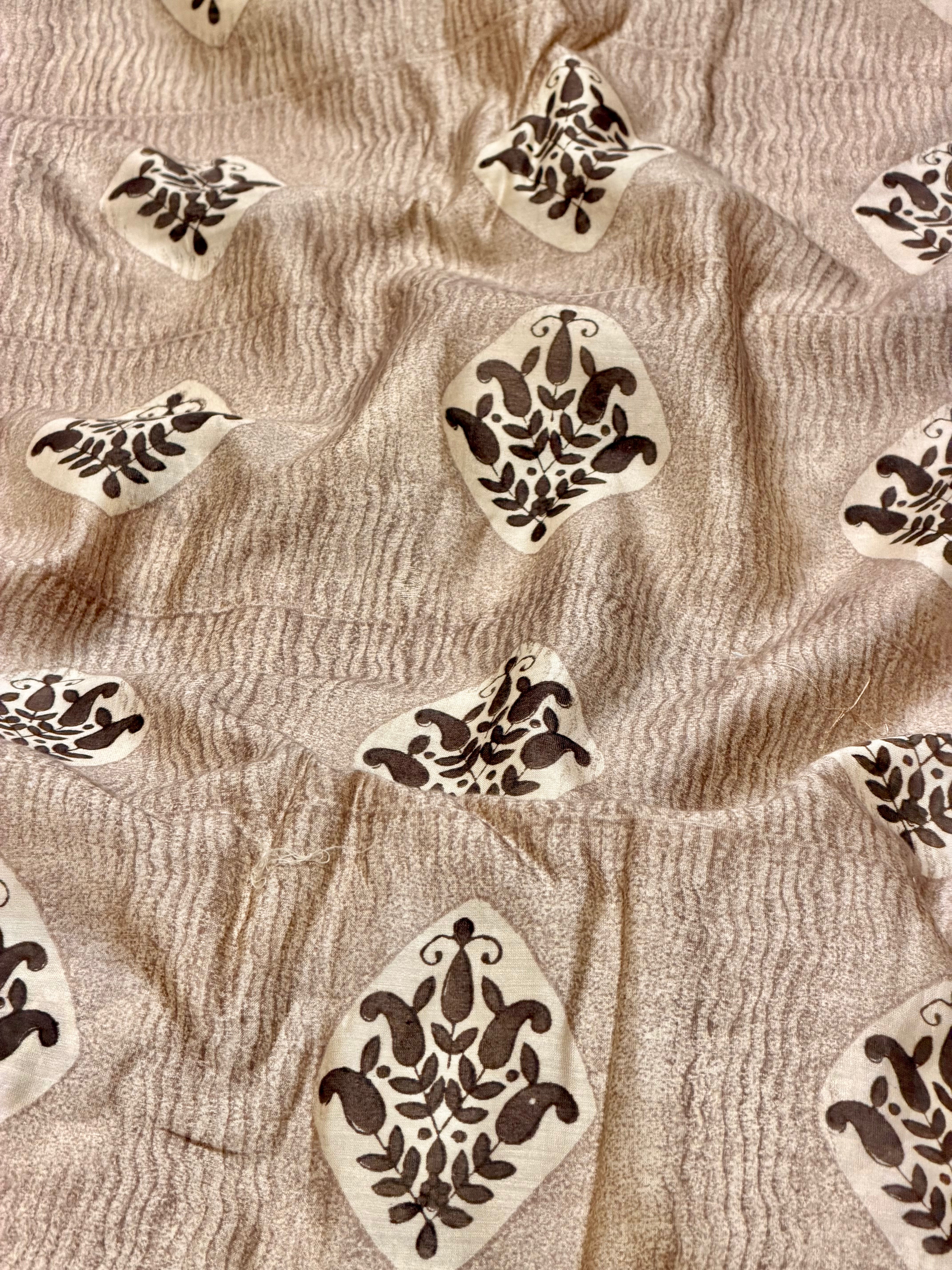 Block Print Pure Chanderi Silk With Floral Motifs