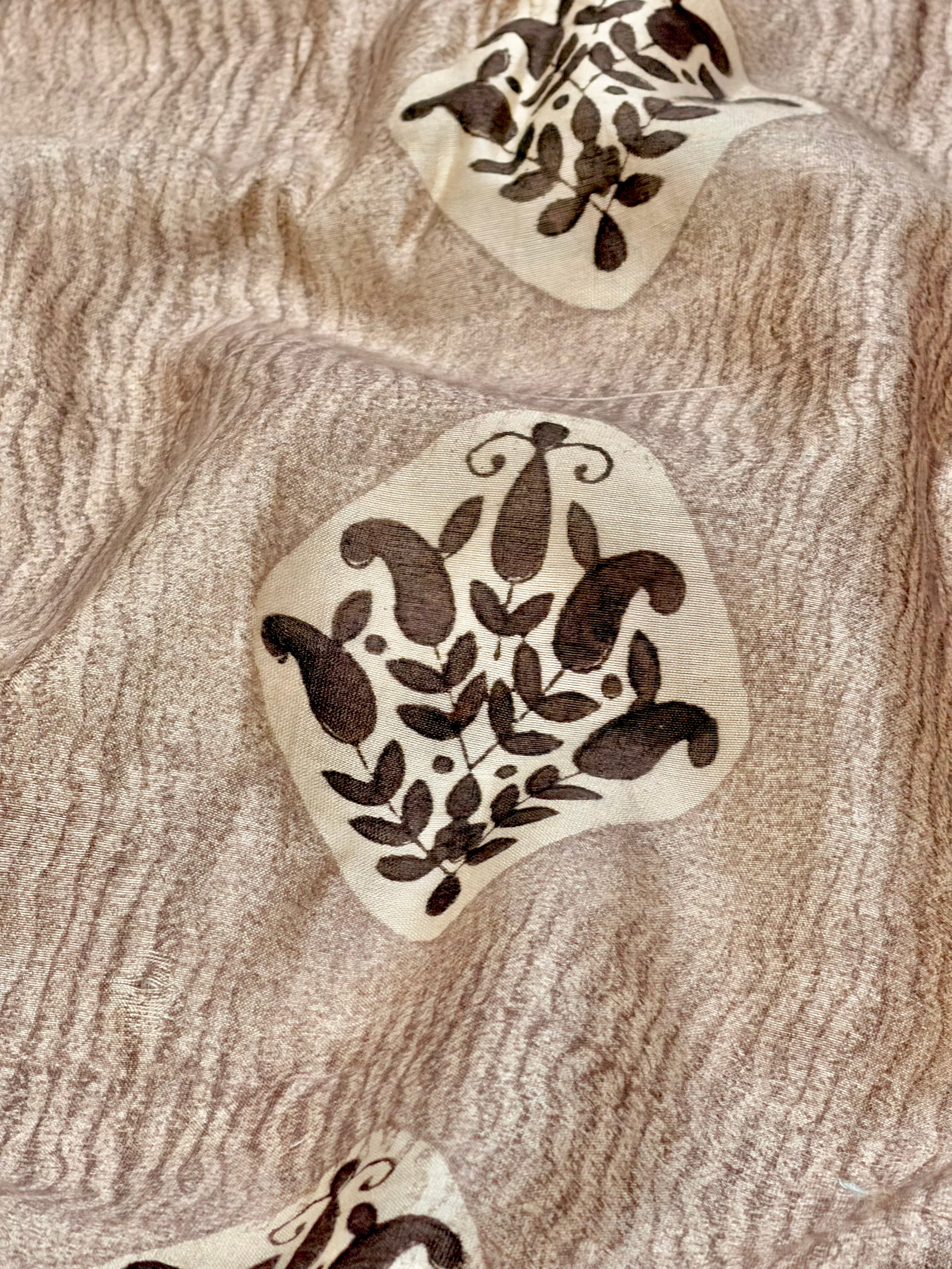 Block Print Pure Chanderi Silk With Floral Motifs