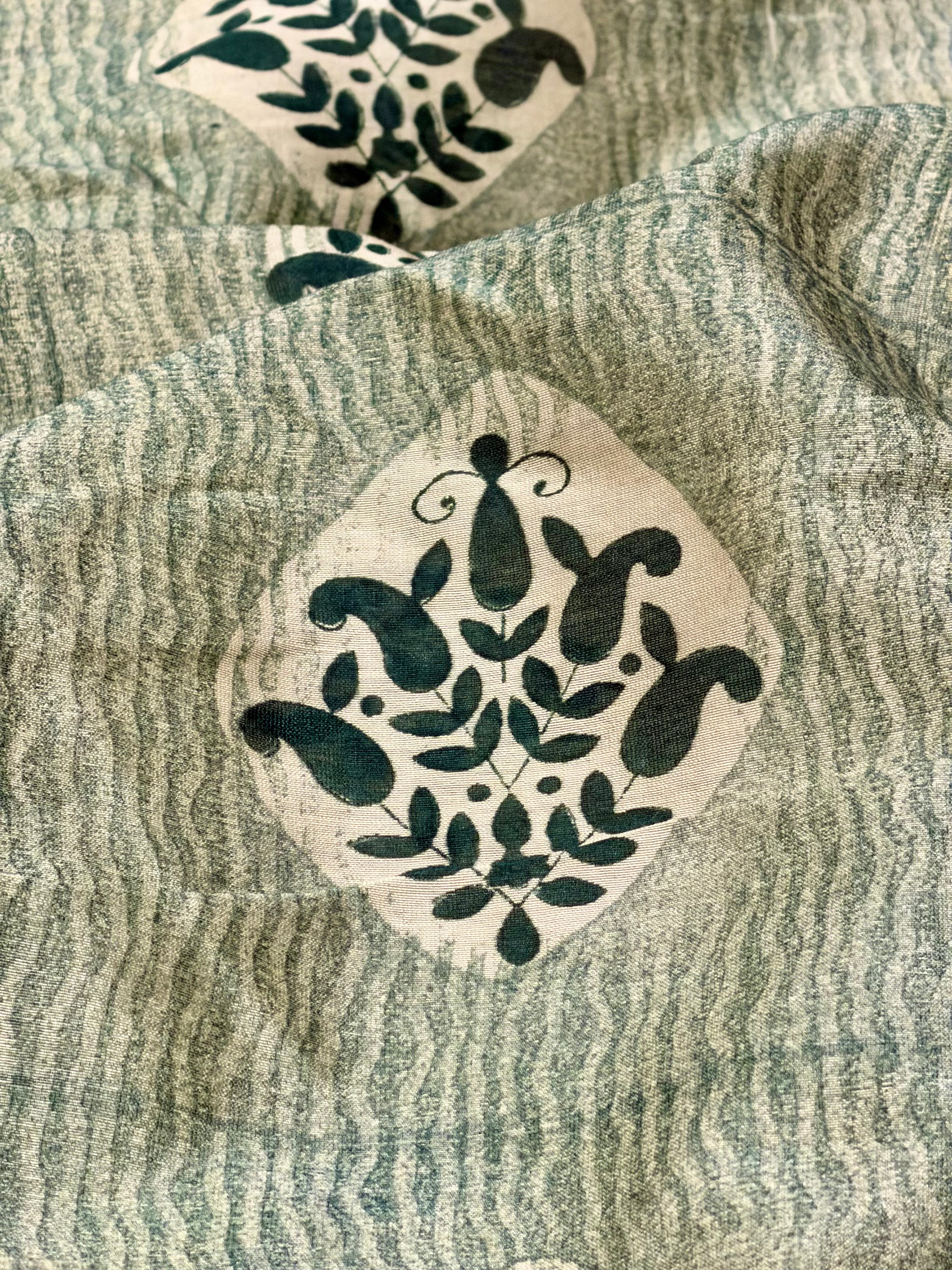 Block Print Pure Chanderi Silk With Floral Motifs