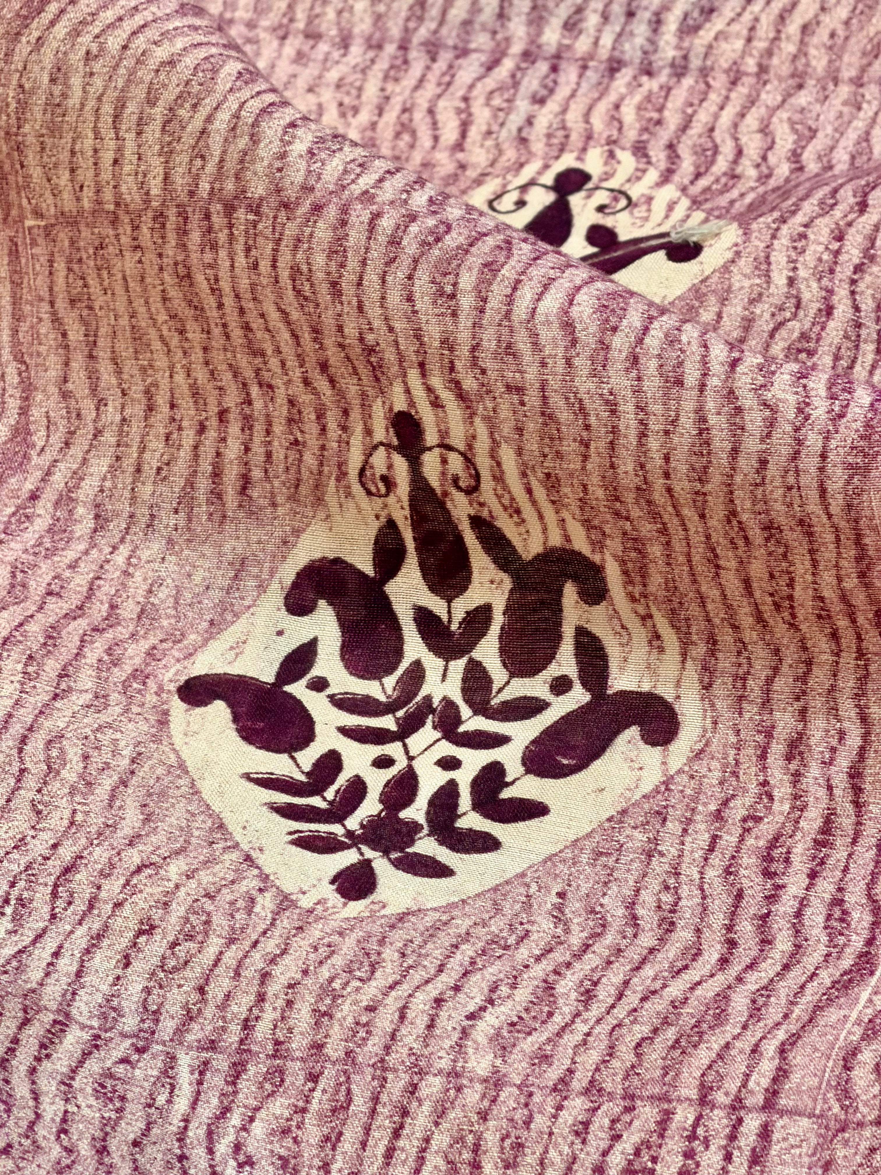 Block Print Pure Chanderi Silk With Floral Motifs