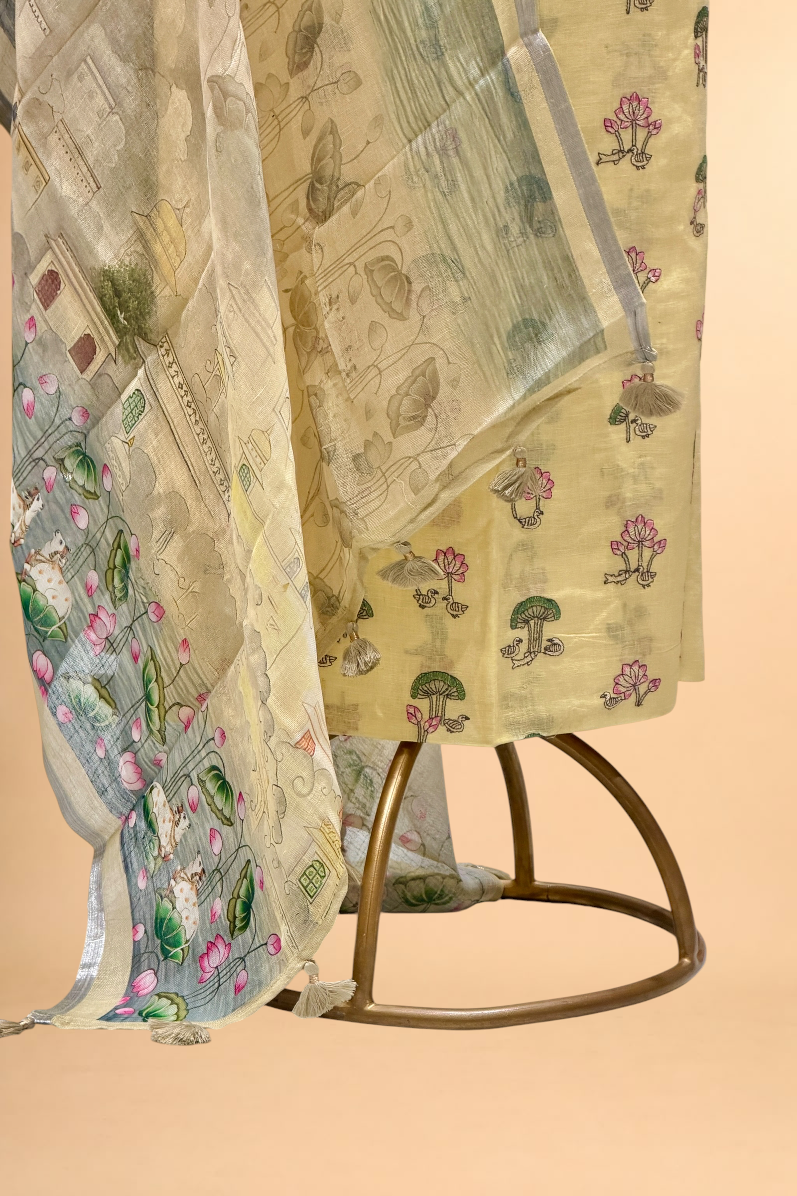 Pastel Yellow Suit Set with Embroidered Top & Printed Dupatta