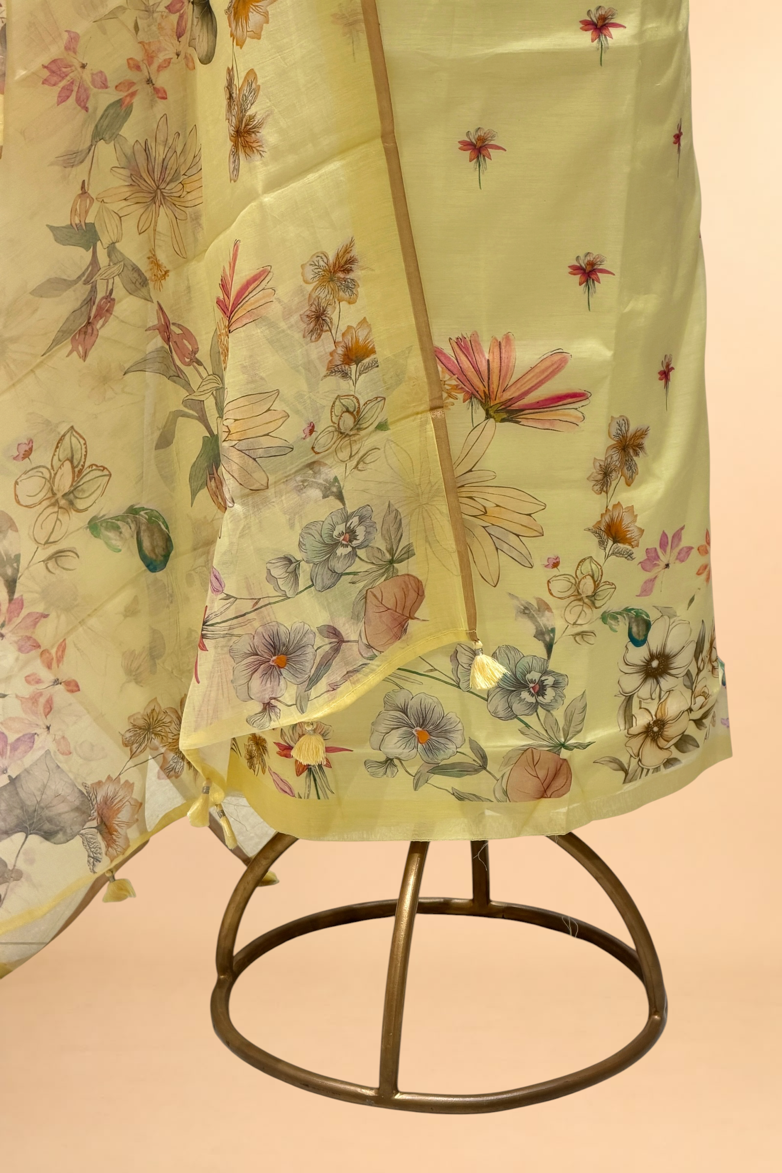 Butter Yellow Floral Print Mul Suit Set