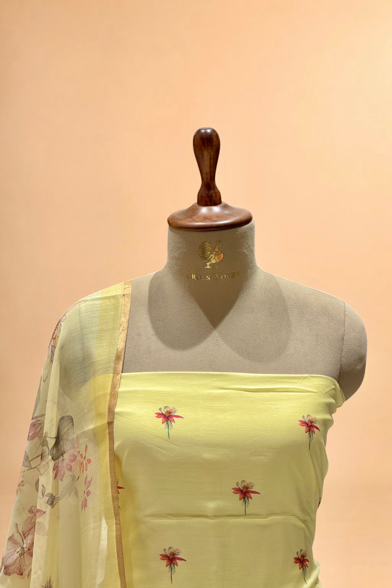 Butter Yellow Floral Print Mul Suit Set