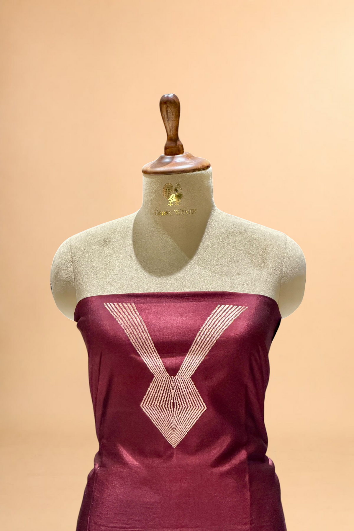 Mocha Brown Soft Silk Co-Ord Set with Kadhwa Neck Panel 