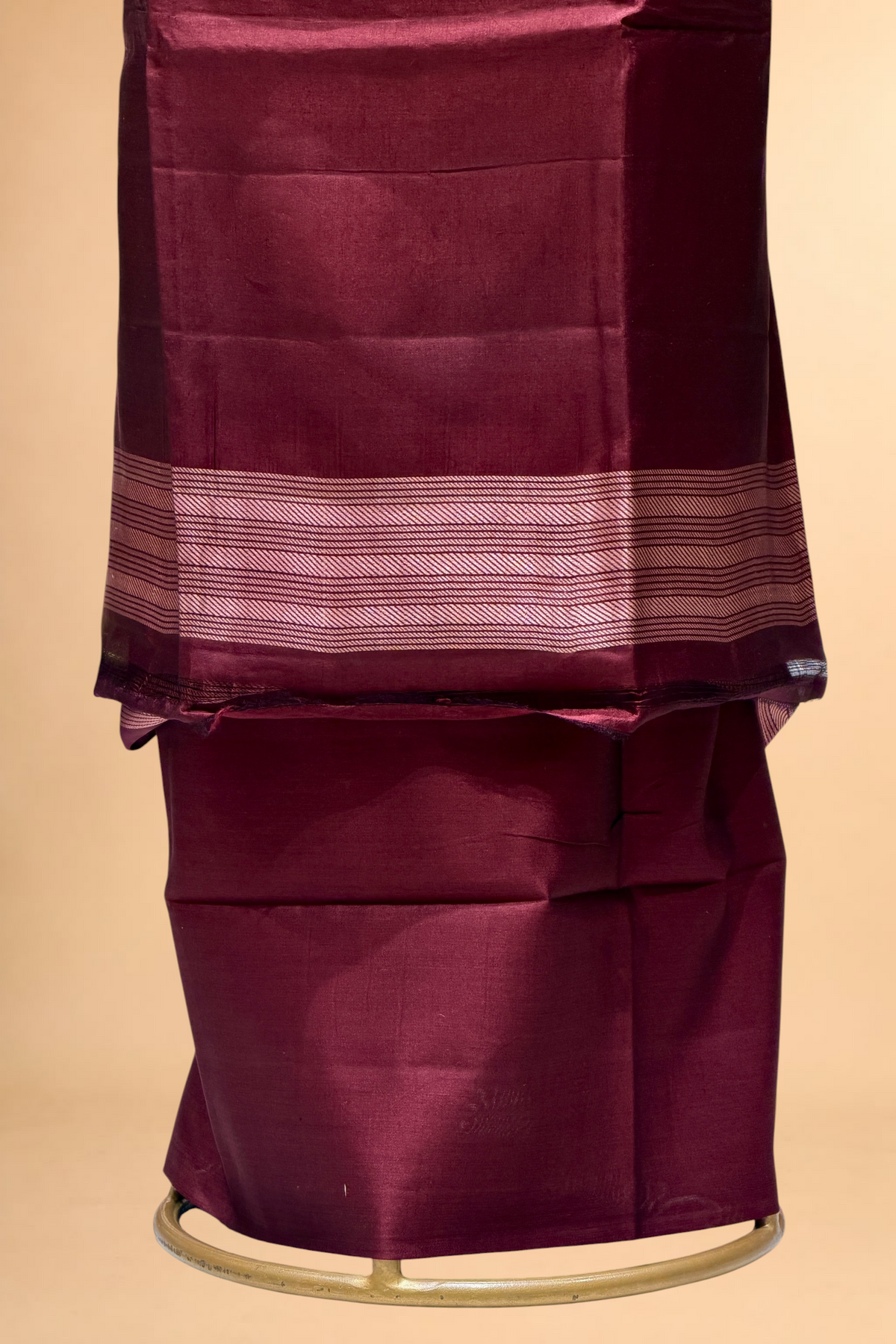 Mocha Brown Soft Silk Co-Ord Set with Kadhwa Neck Panel 
