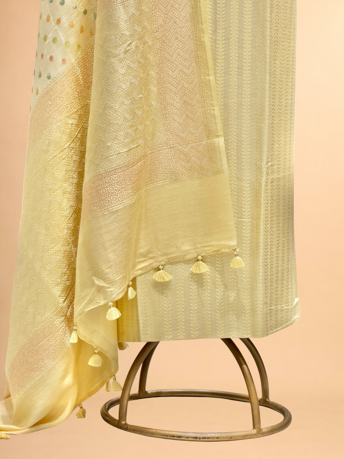 Natural Cream Pure Munga Silk Suit Set Hand Brush Paint Dupatta 
