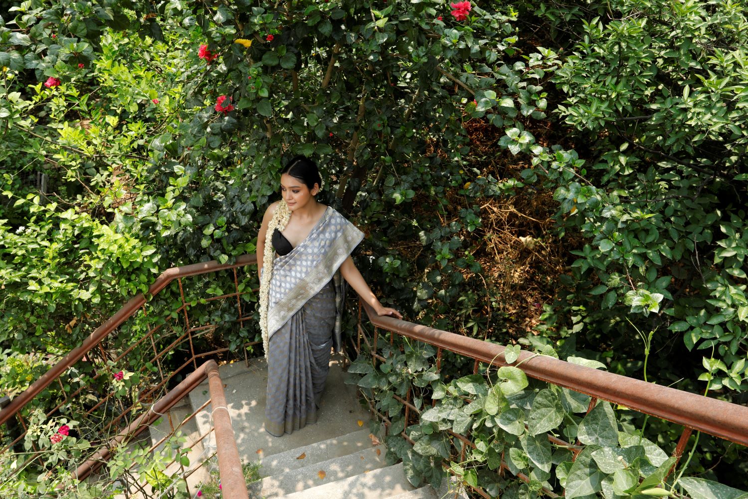 Gray Pure Katan Silk Saree