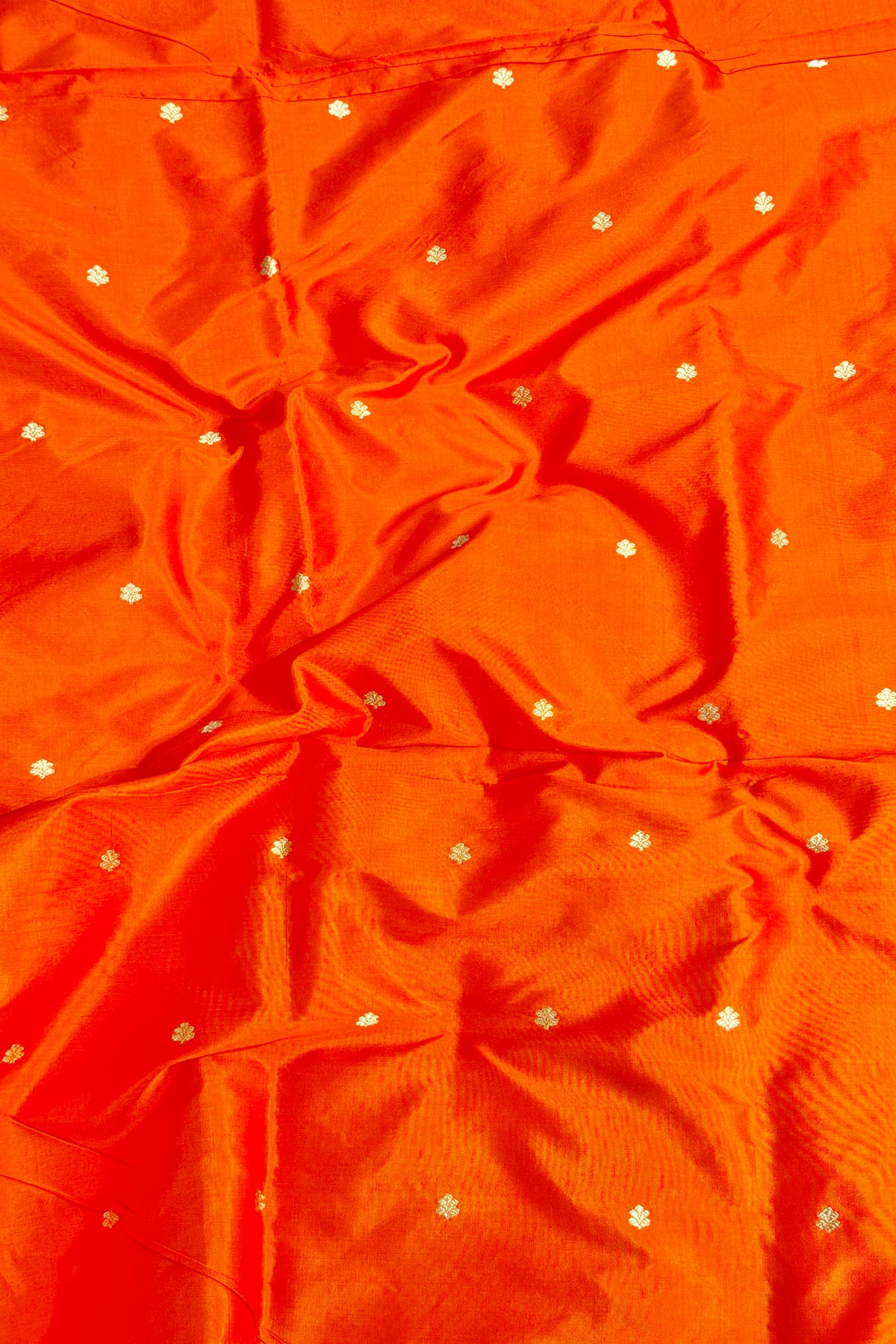 Orange Katan Silk Co-Ord Set with Regal Panel  