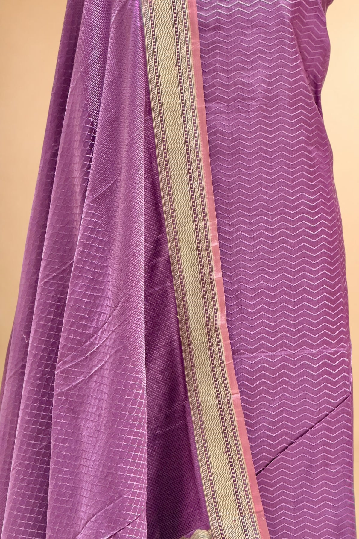 Purple Pure Tanchoi Silk Suit Set