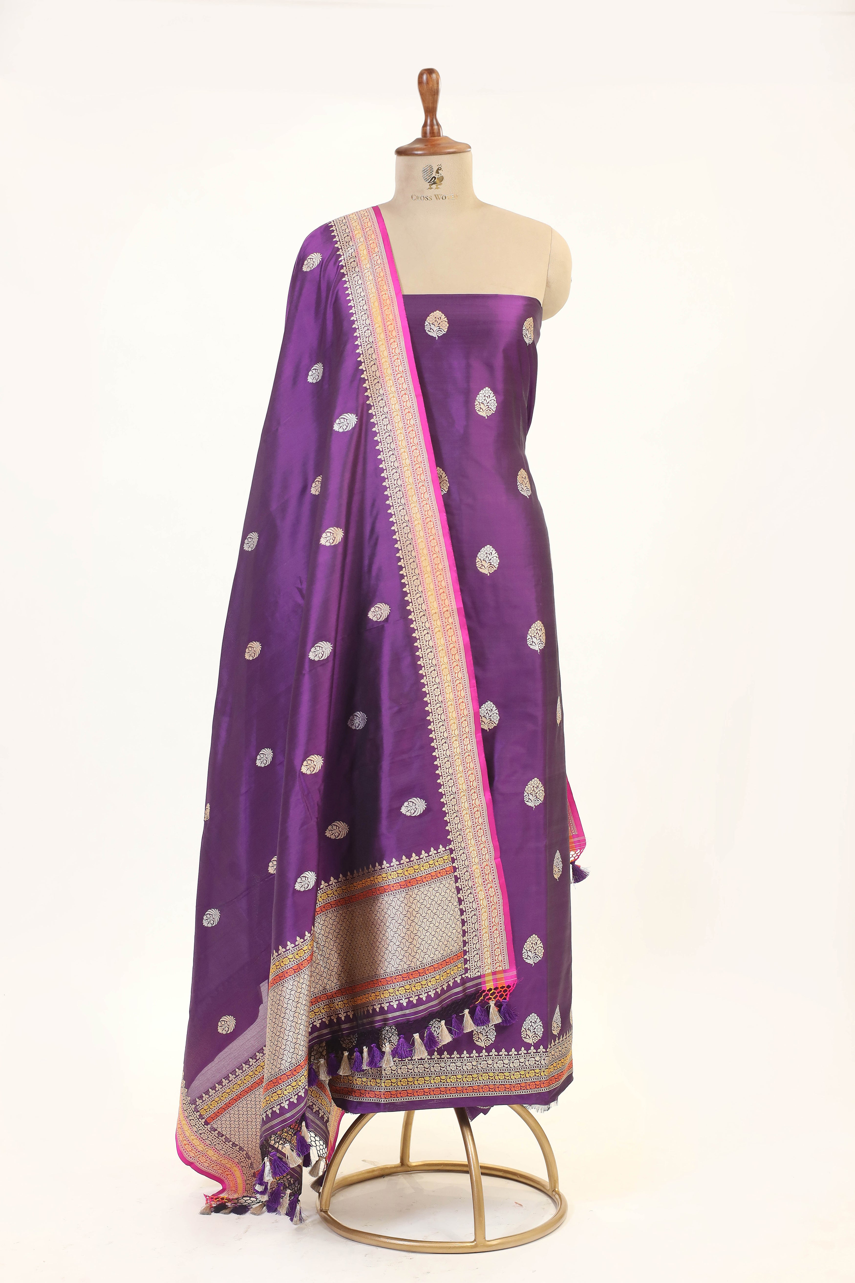 Purple Katan Silk Suit Set With Kadhwa Weaving Dupatta
