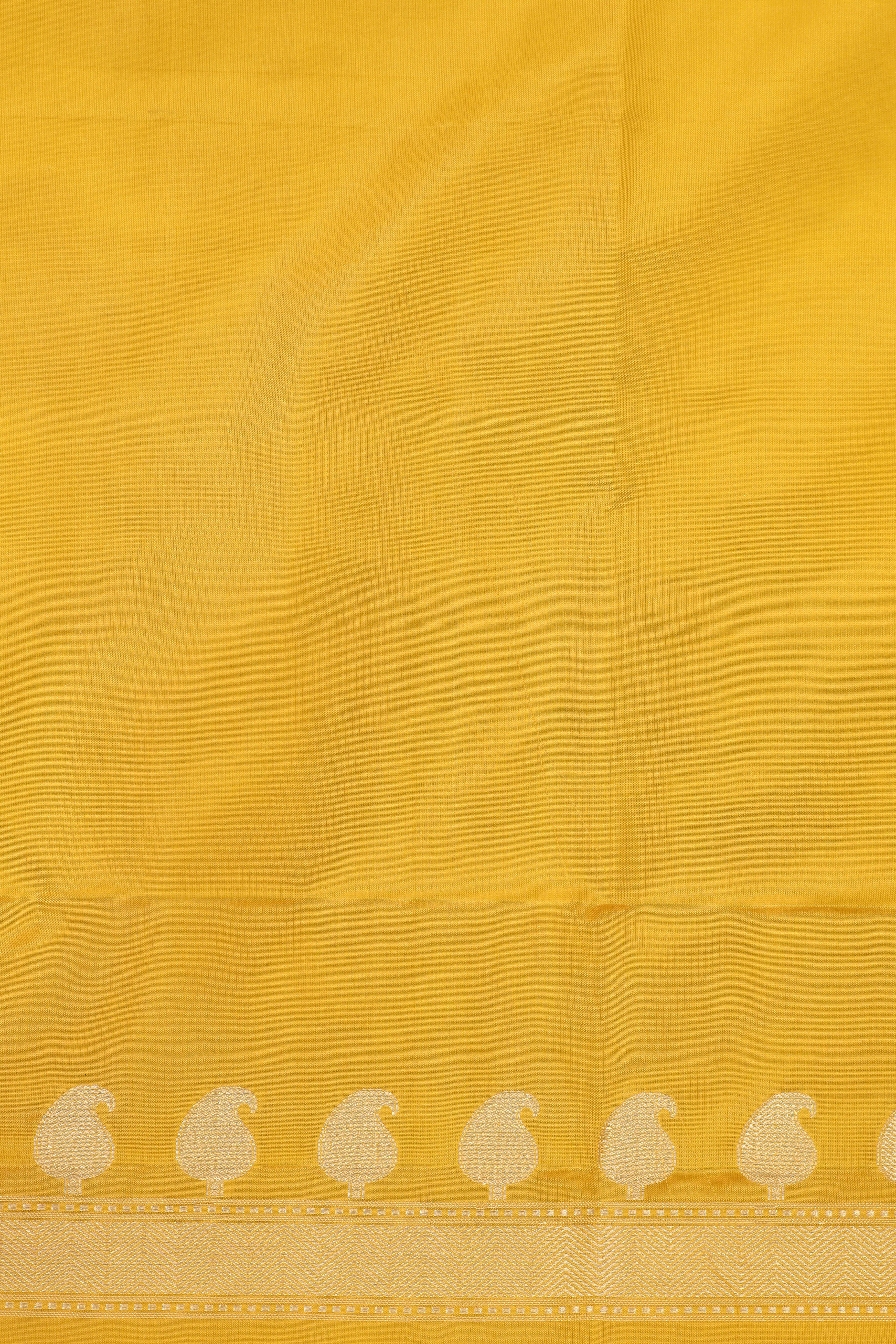 Yellow Katan Silk Suit Set With Handwoven Jaal Dupatta