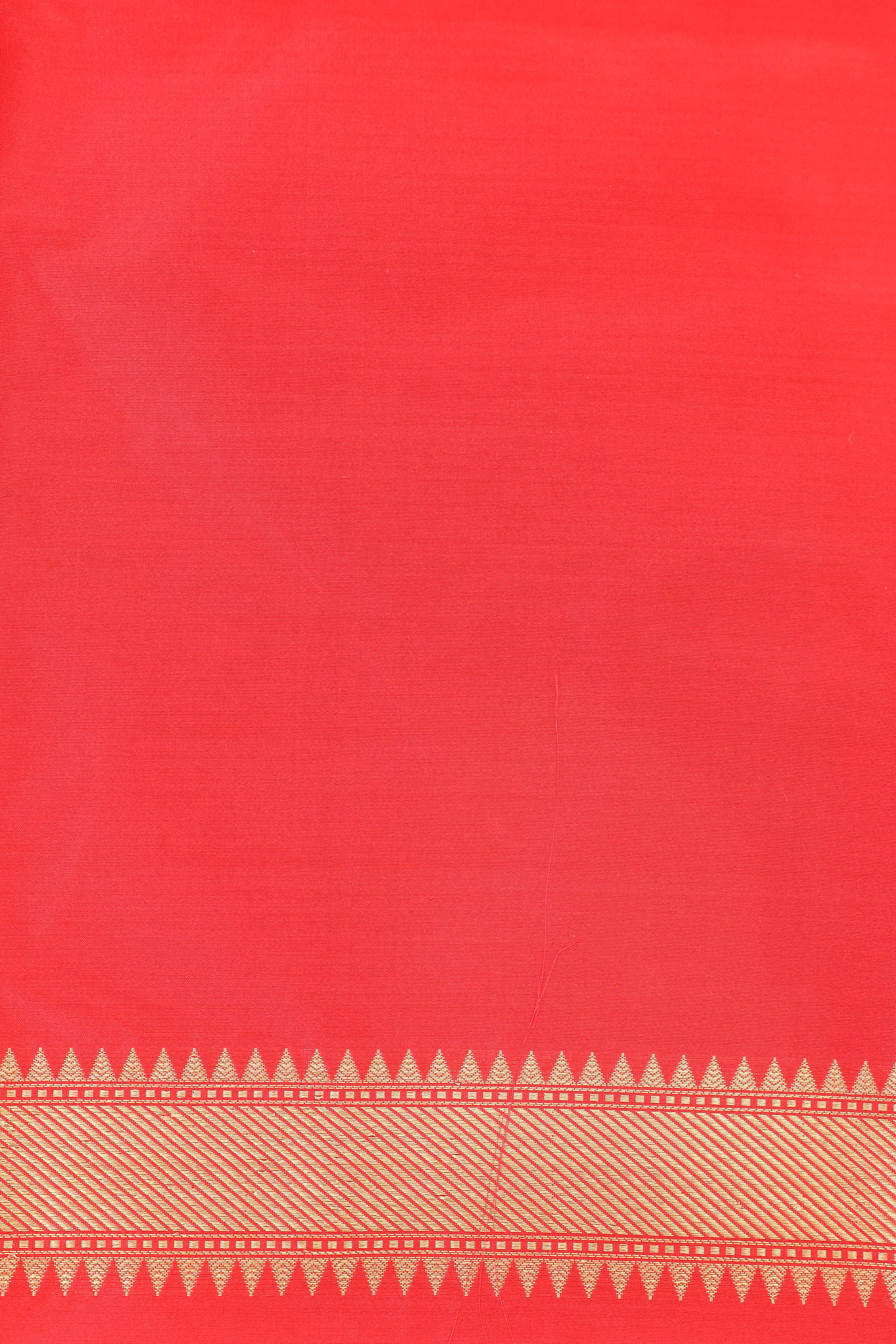 Red Katan Silk Suit Set With Handwoven Dupatta