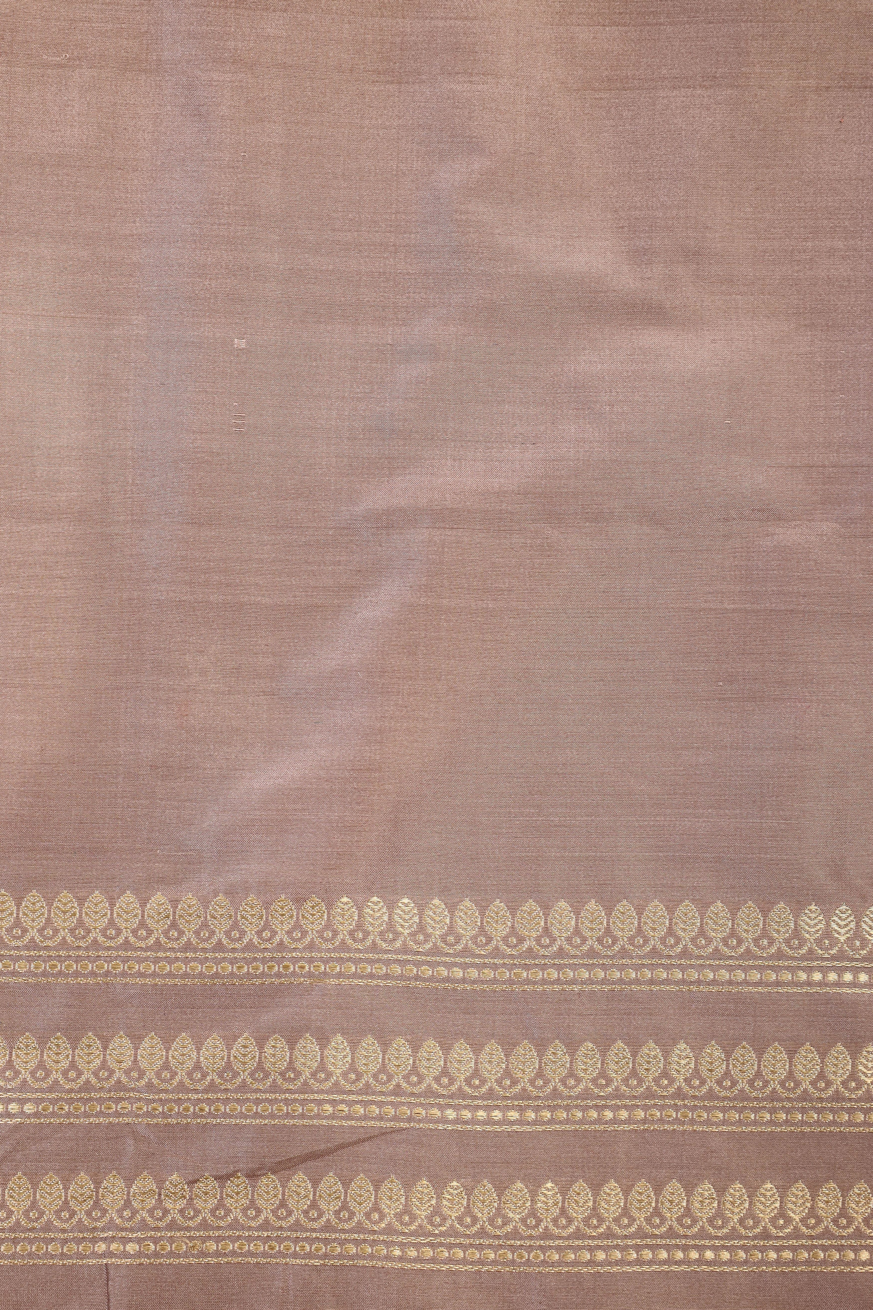 Lilac Beige Katan Silk Suit Set With Contrast Dupatta