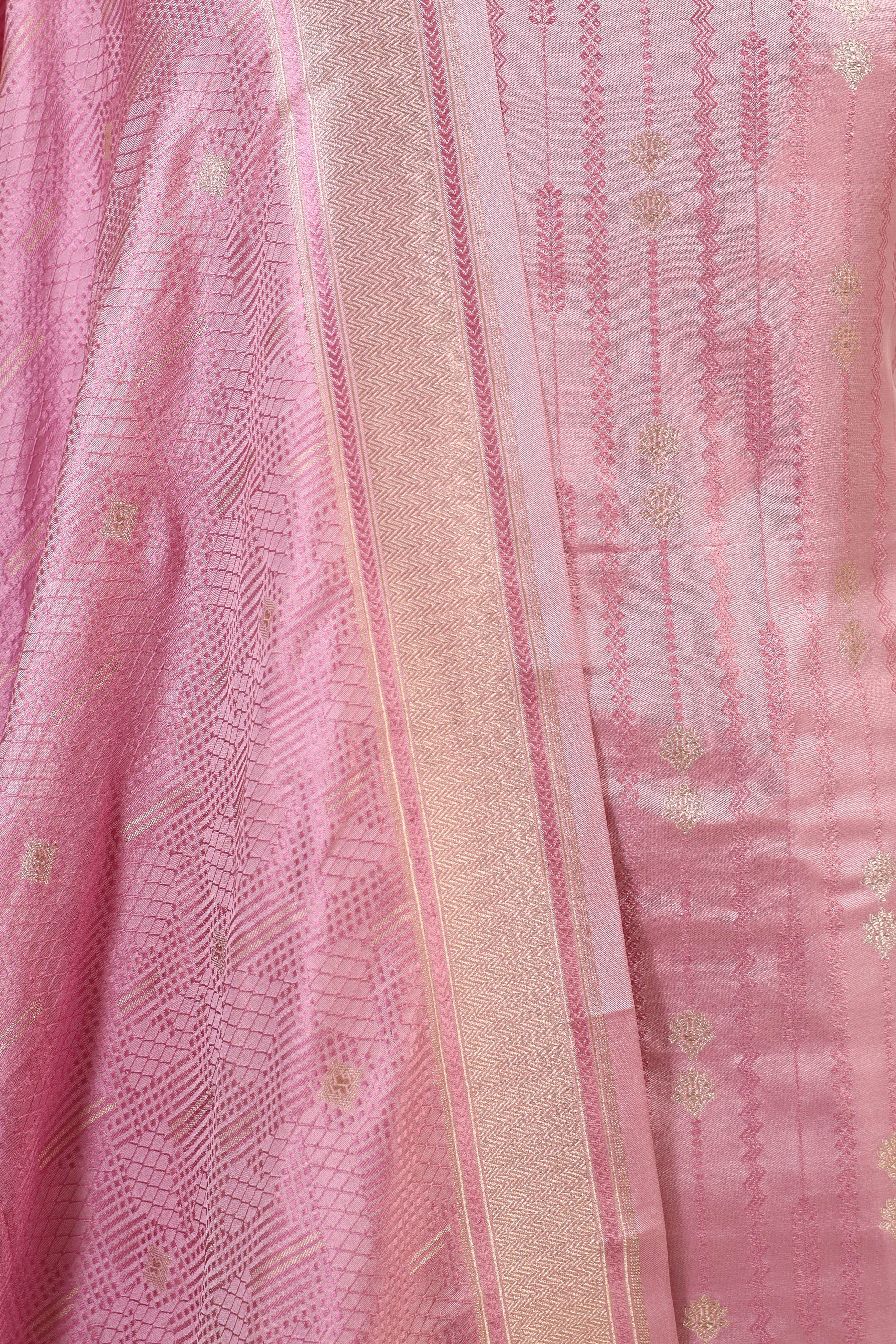 Rose Pink Banarasi Tanchoi Silk Suit Set