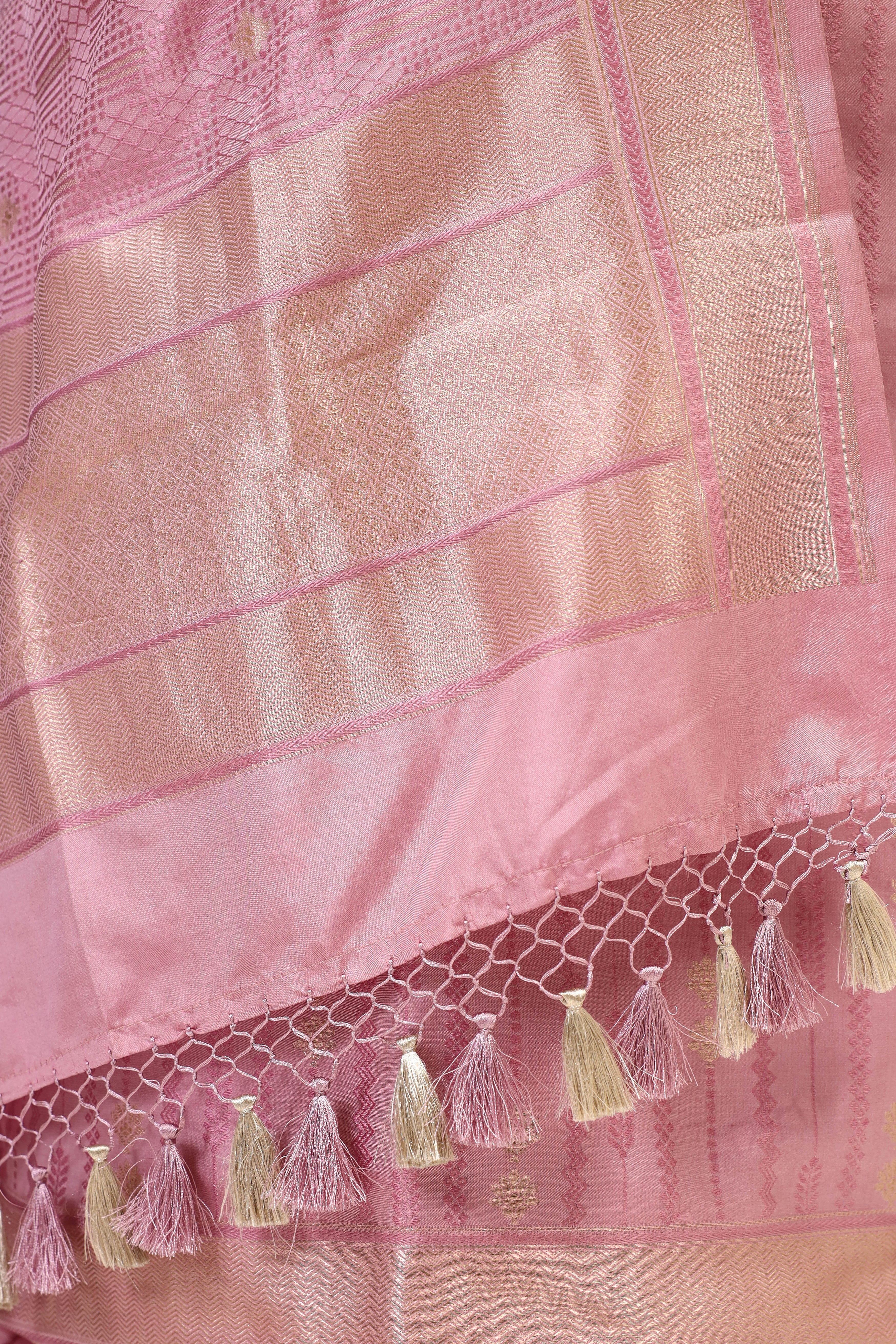 Rose Pink Banarasi Tanchoi Silk Suit Set