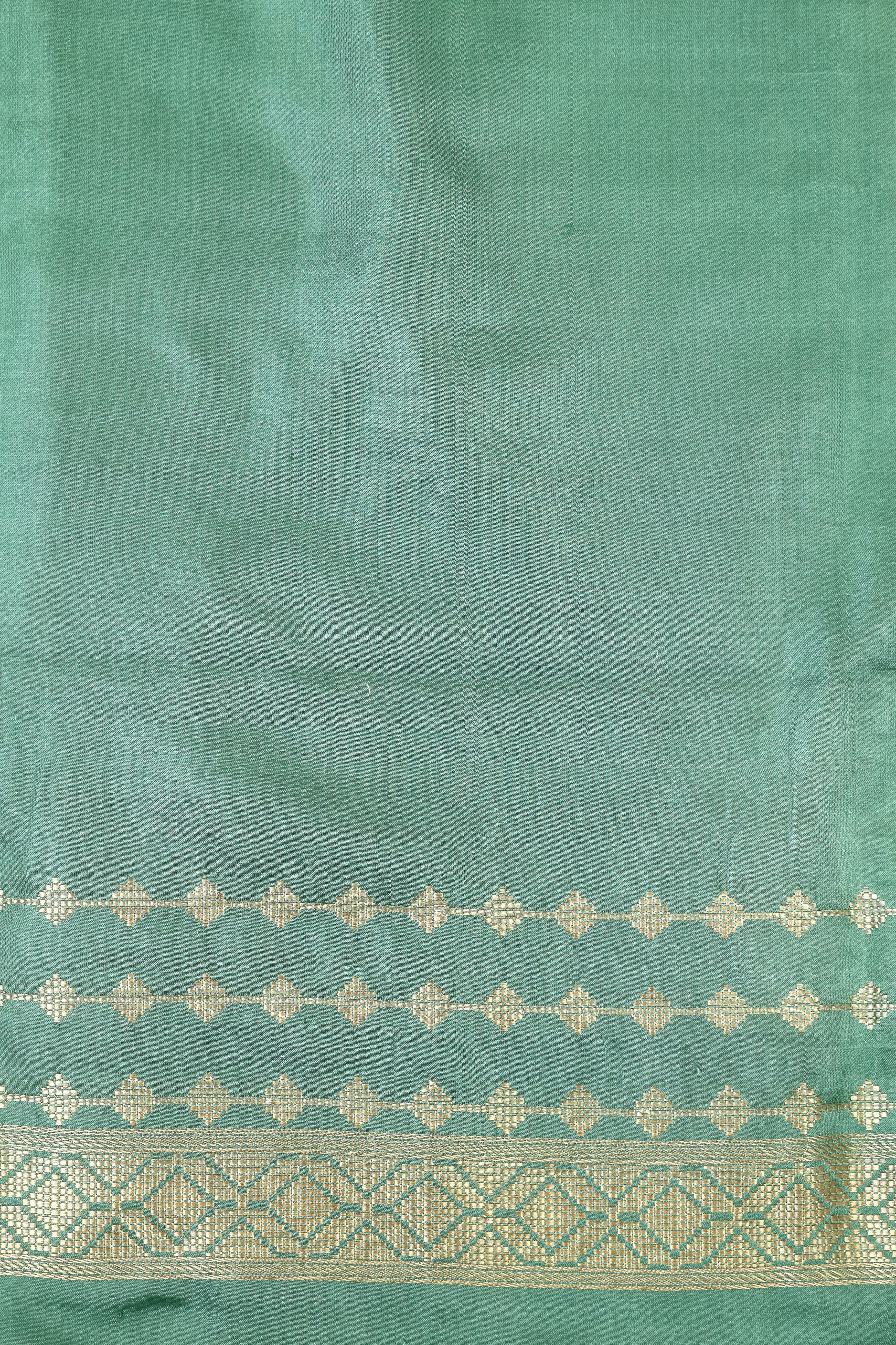 Teal Green Banarasi Tanchoi Silk Suit Set With Lime Green Dupatta