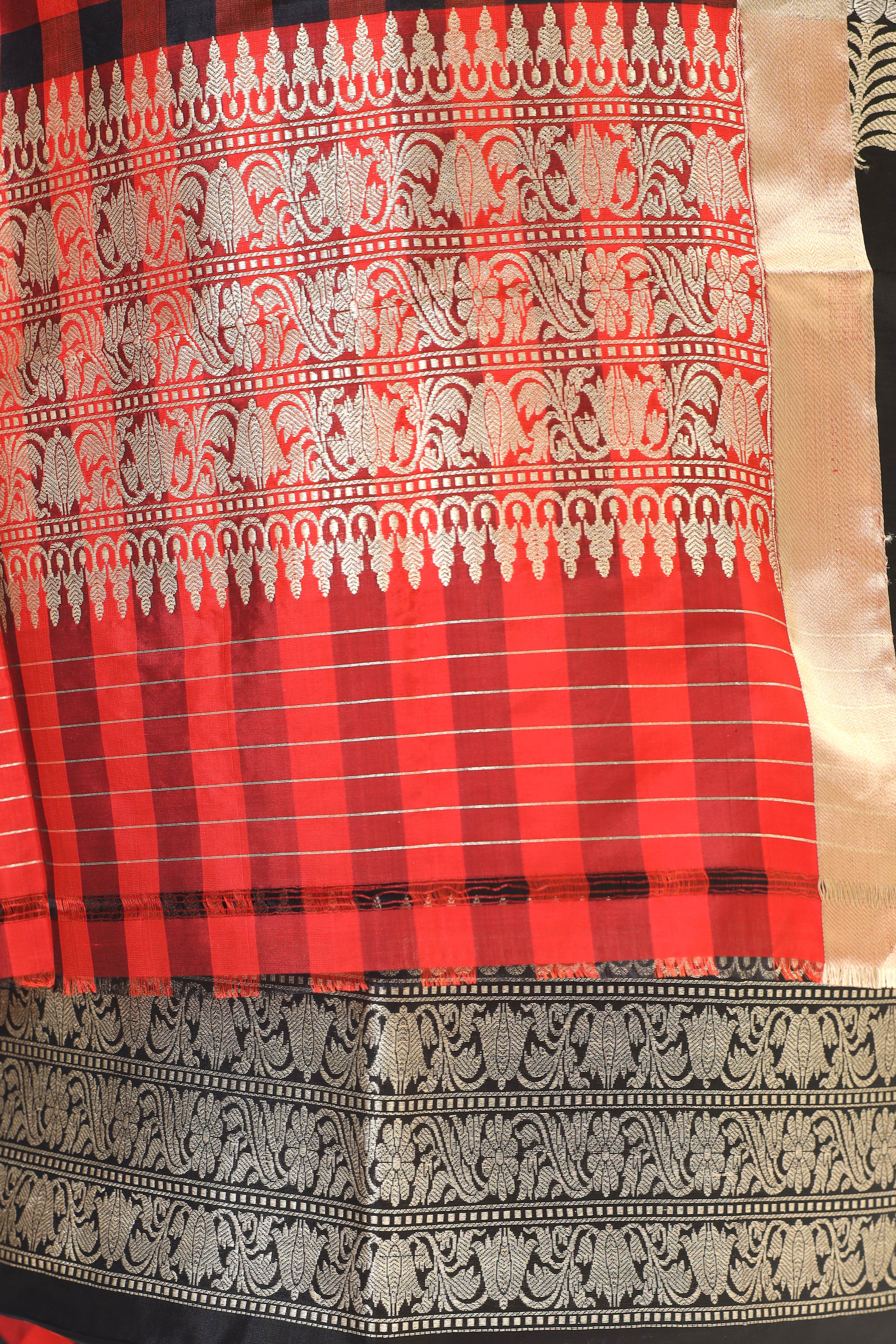Black Katan Silk Suit Set With Checkered Pattern Dupatta