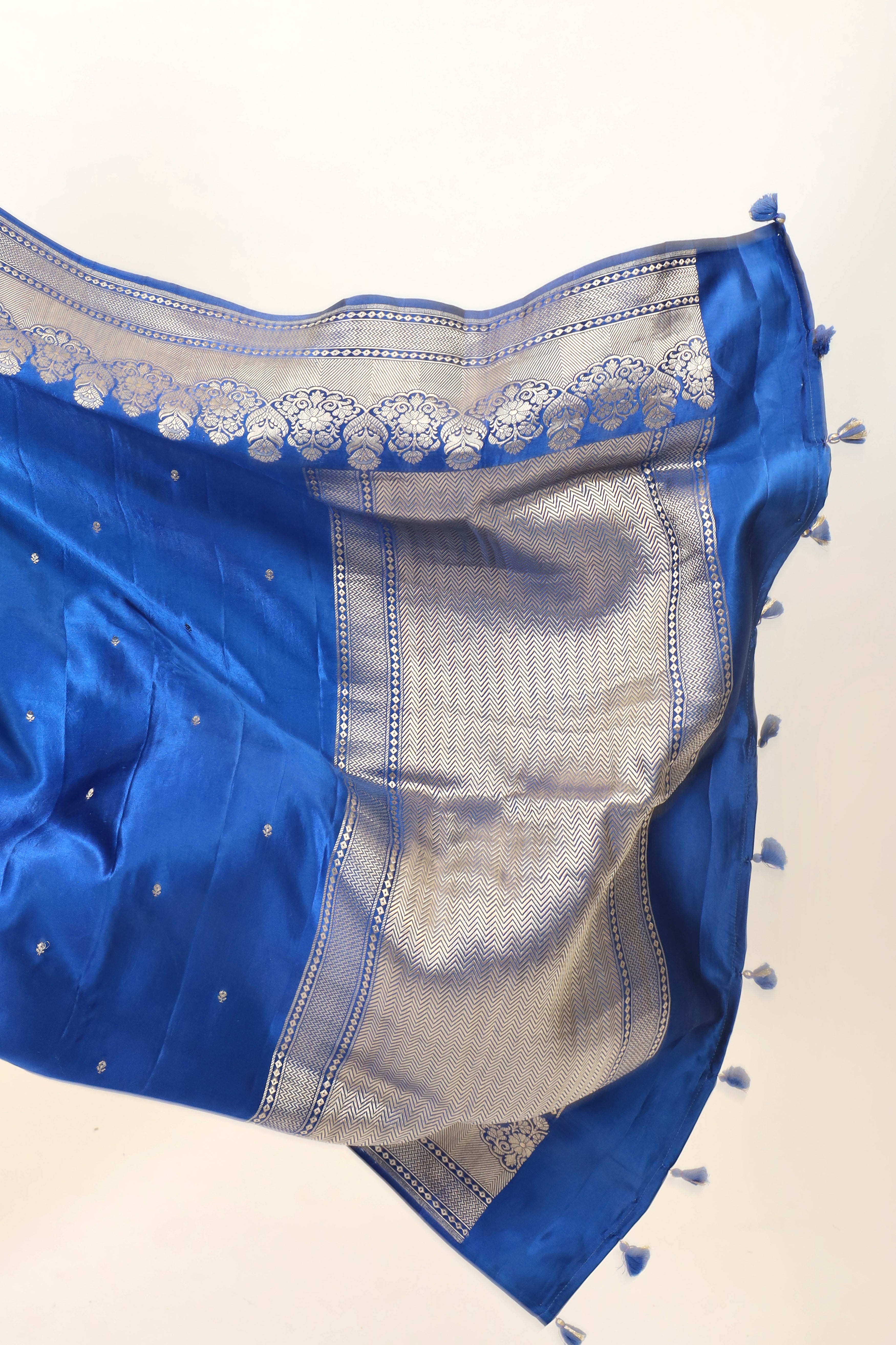 Blue Banarasi Mashru Silk Saree