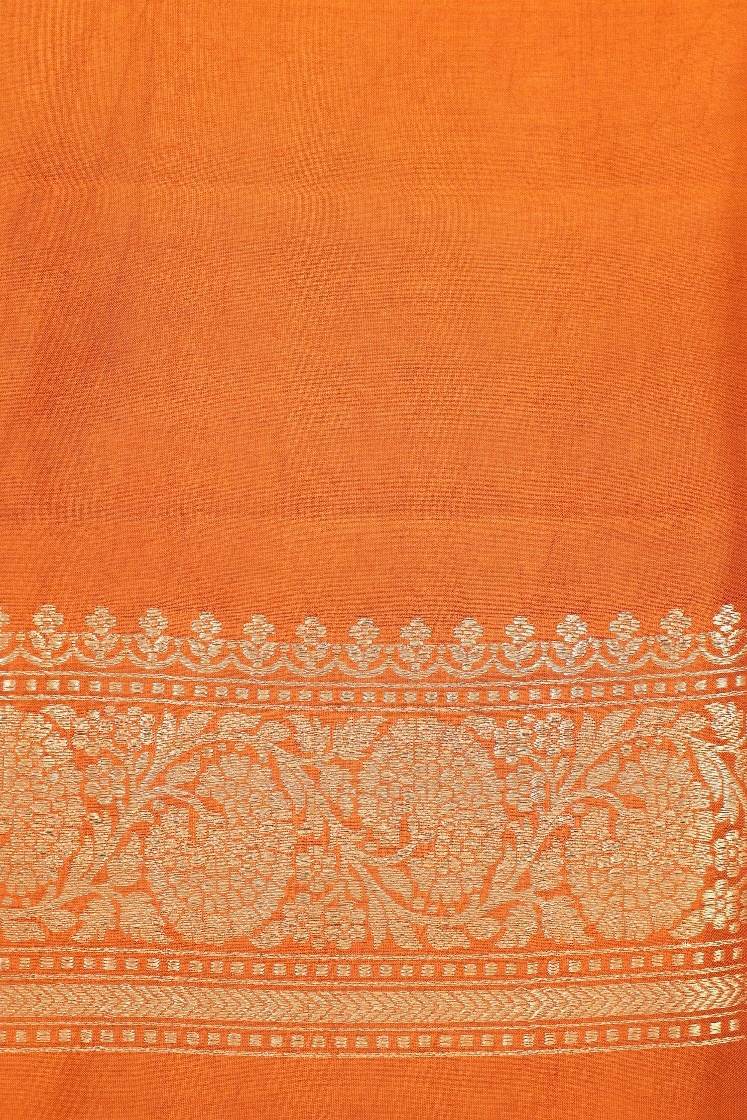 Burnt Orange Banarasi Soft Silk Suit Set With Organza Dupatta