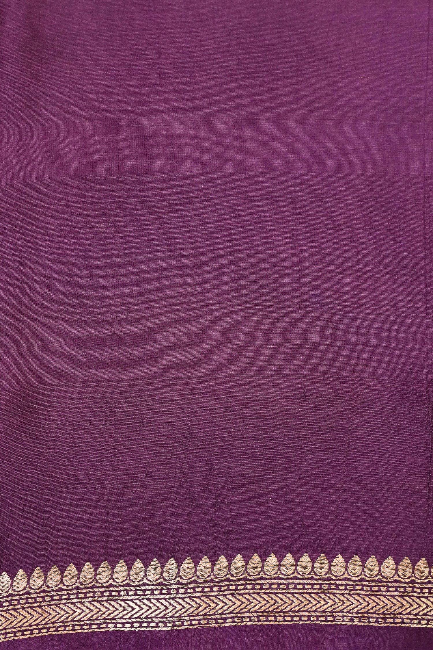 Purple Banarasi Soft Silk Suit Set With Organza Dupatta