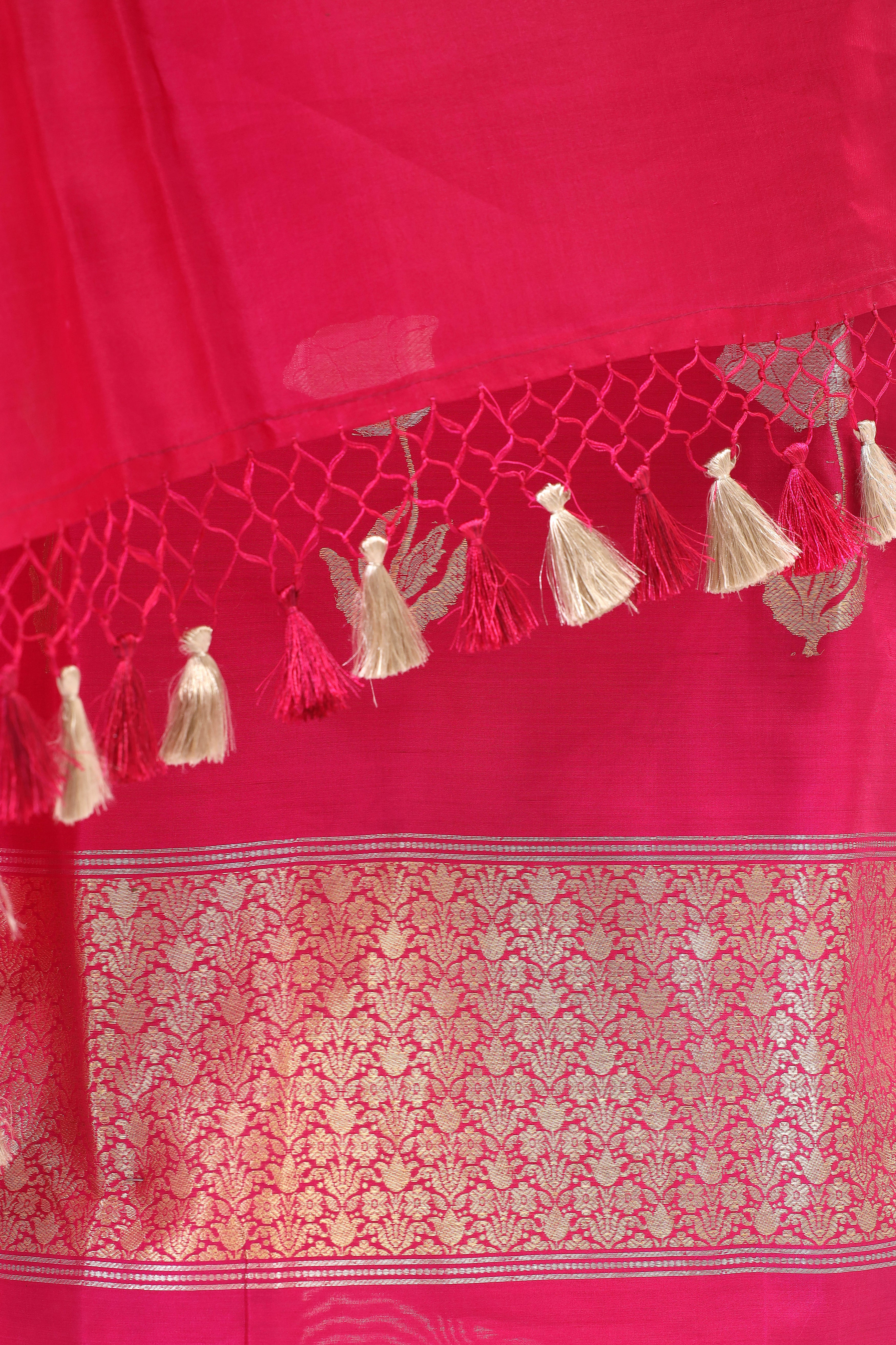 Pink Chiniya Silk Suit Set With Organza Dupatta