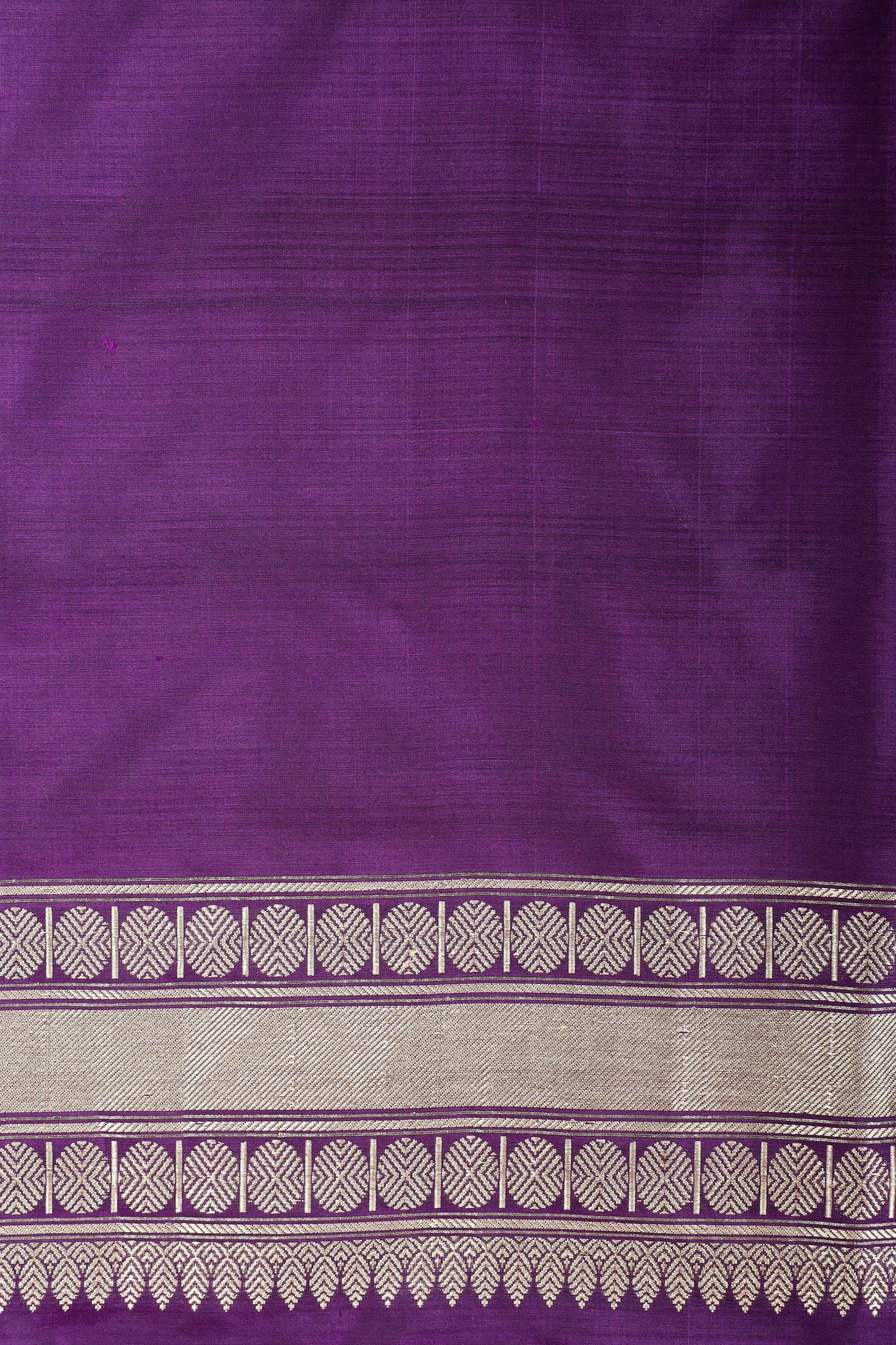 Deep Purple Meenakari Peacock Handwoven Pure Banarasi Katan Silk Saree