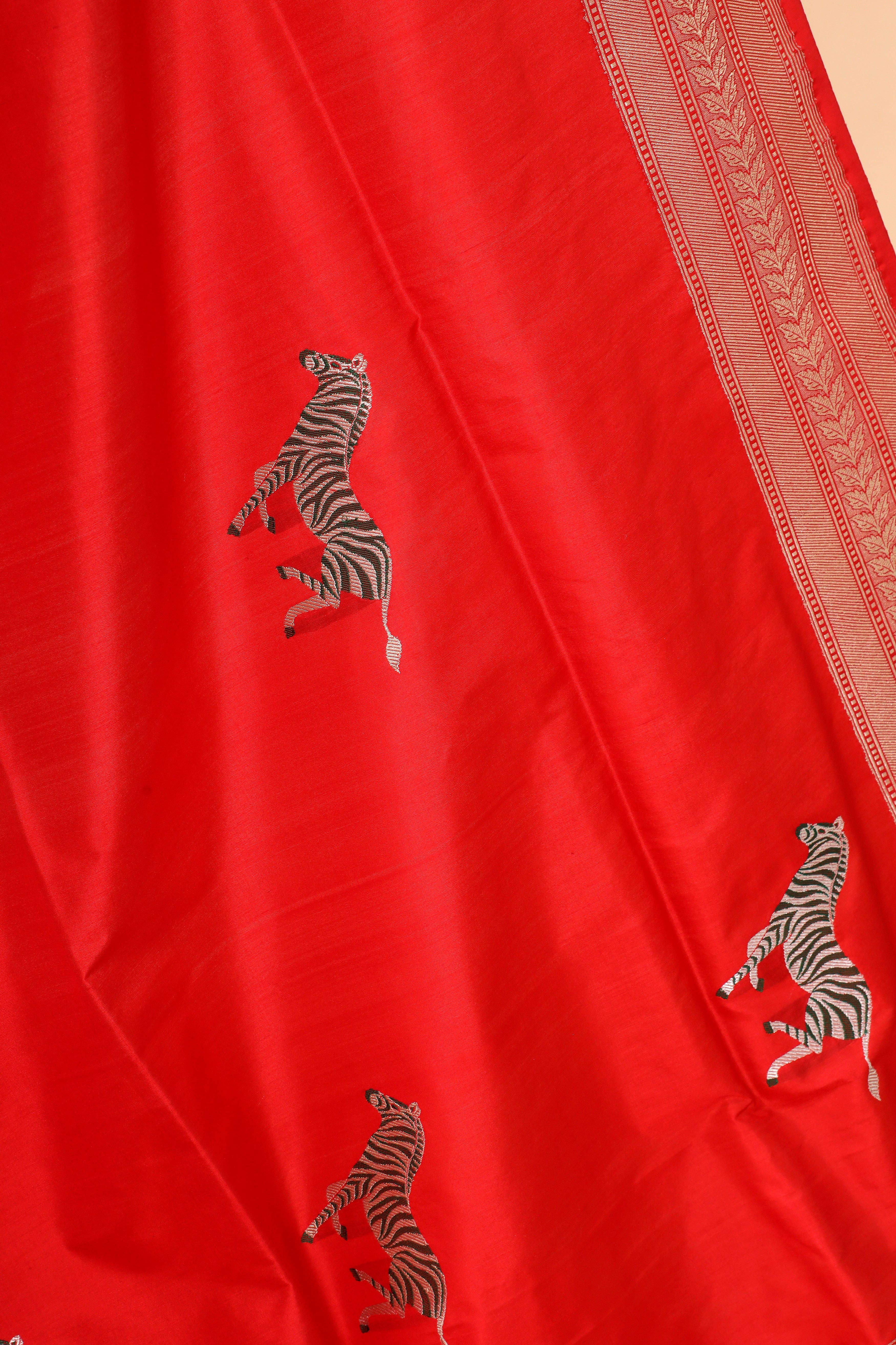 Red Handwoven Pure Banarasi Katan Silk Saree