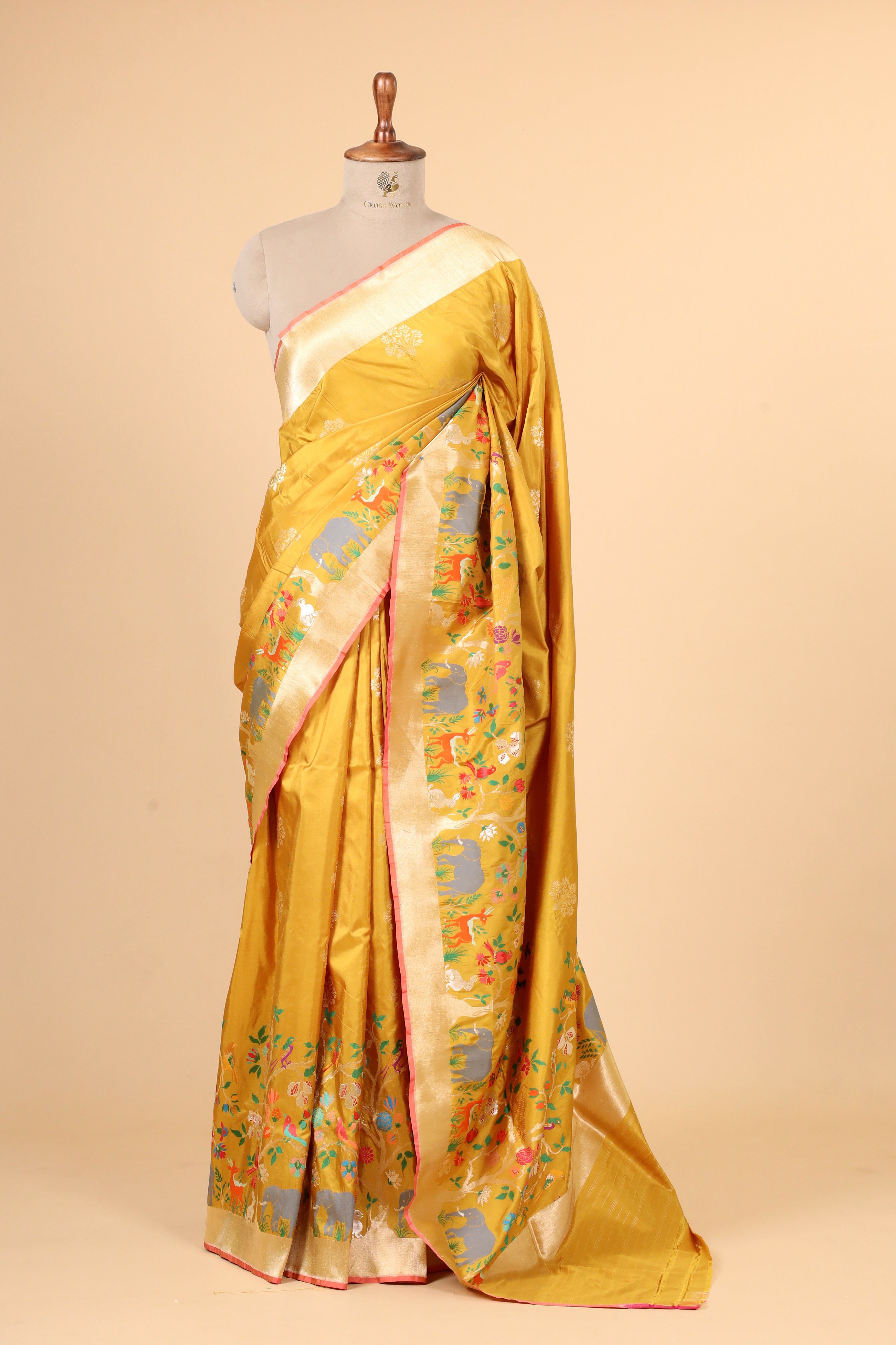 Mustard Yellow Handwoven Pure Banarasi Katan Silk Saree