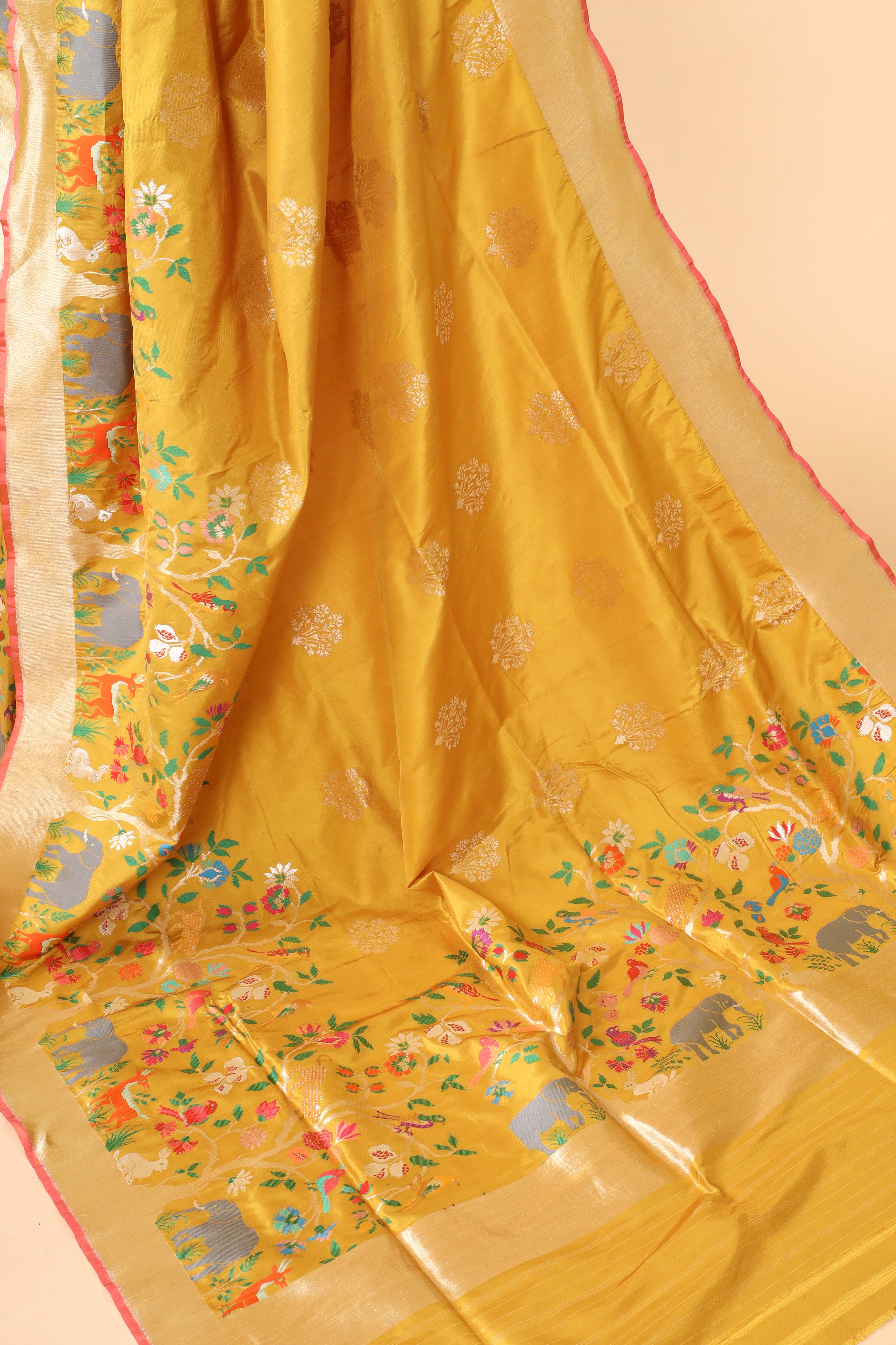 Mustard Yellow Handwoven Pure Banarasi Katan Silk Saree