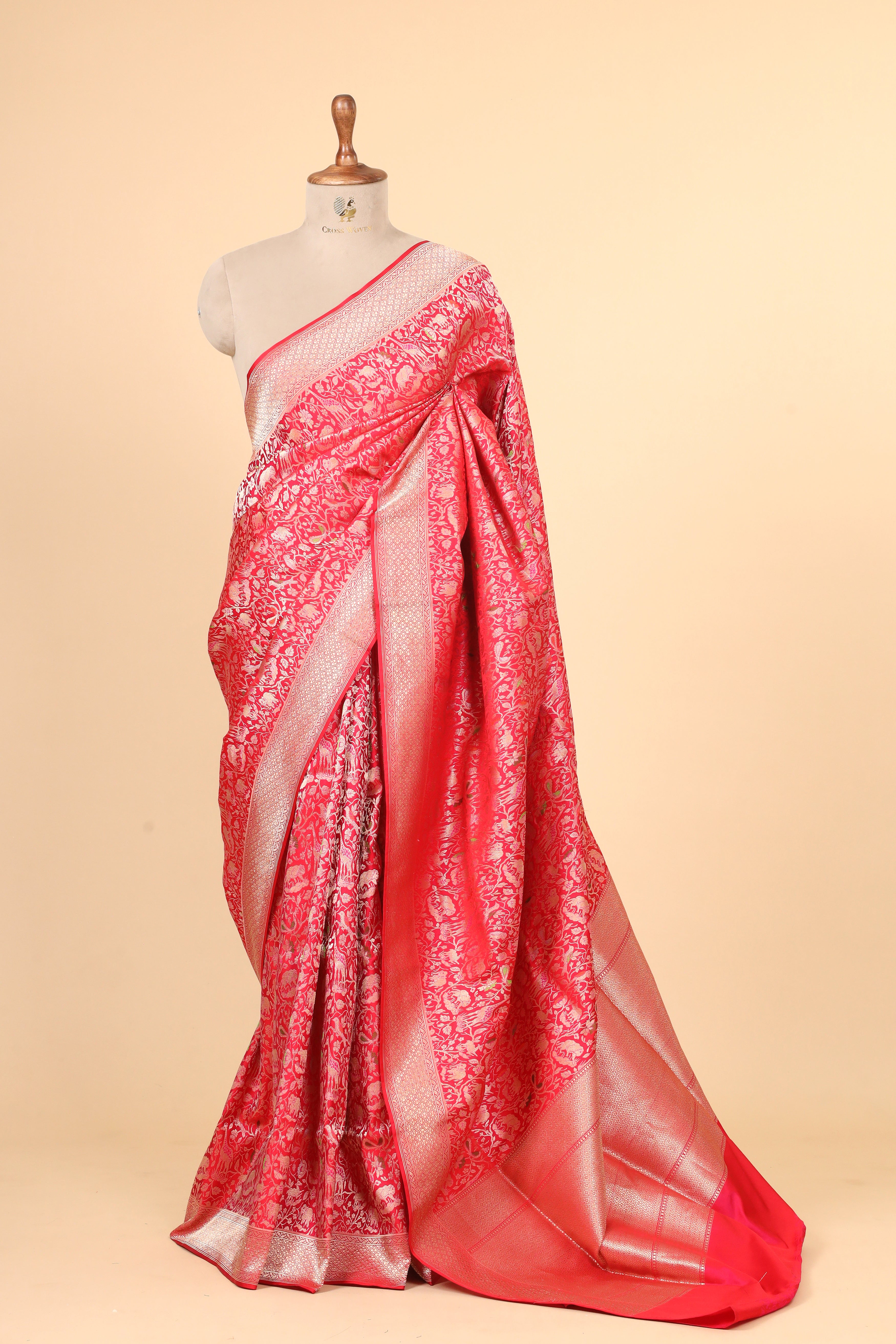 Rani Pink Handwoven Pure Banarasi Katan Silk Saree
