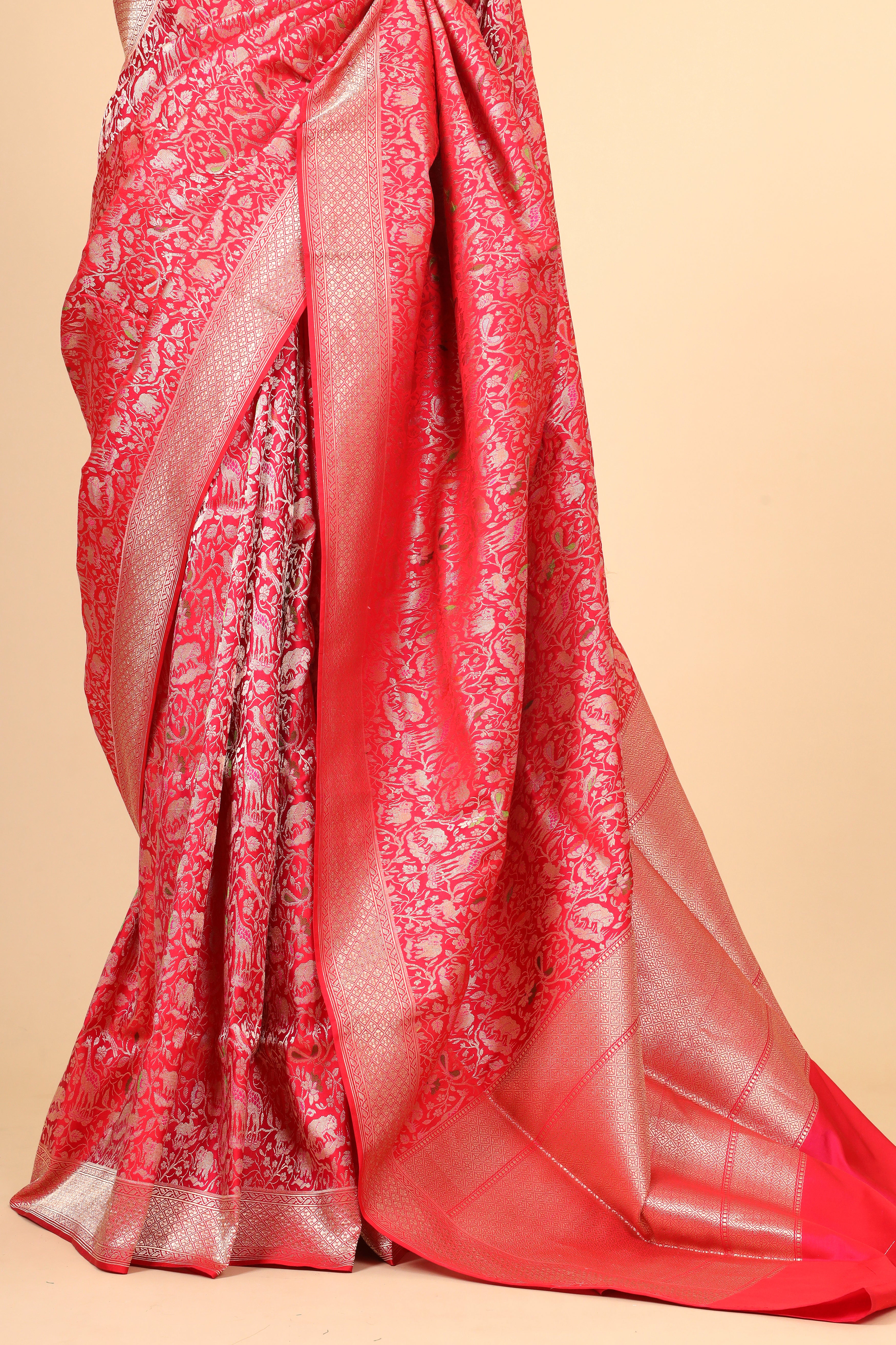 Rani Pink Handwoven Pure Banarasi Katan Silk Saree