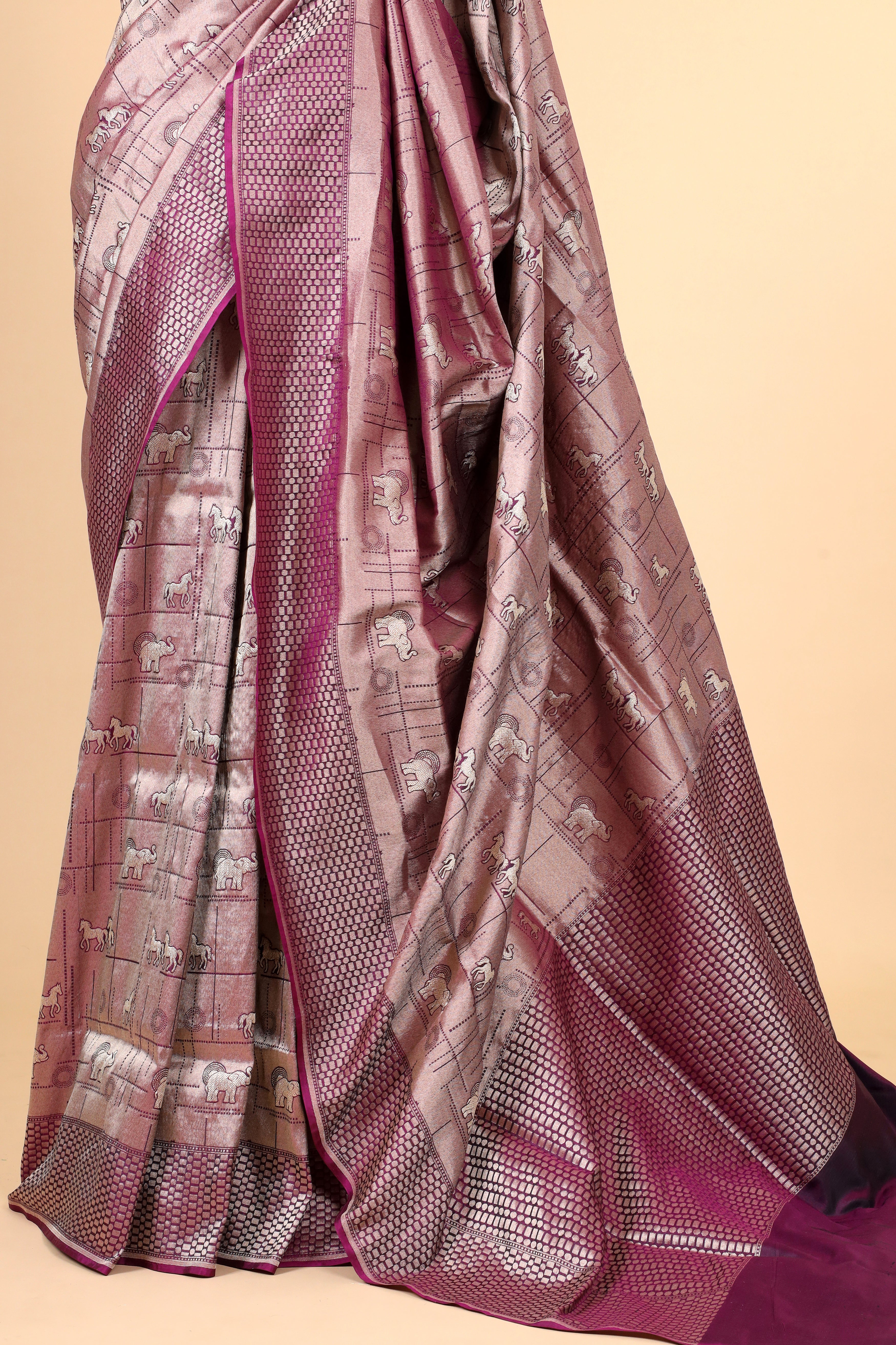 Purple Handwoven Pure Banarasi Katan Silk Saree