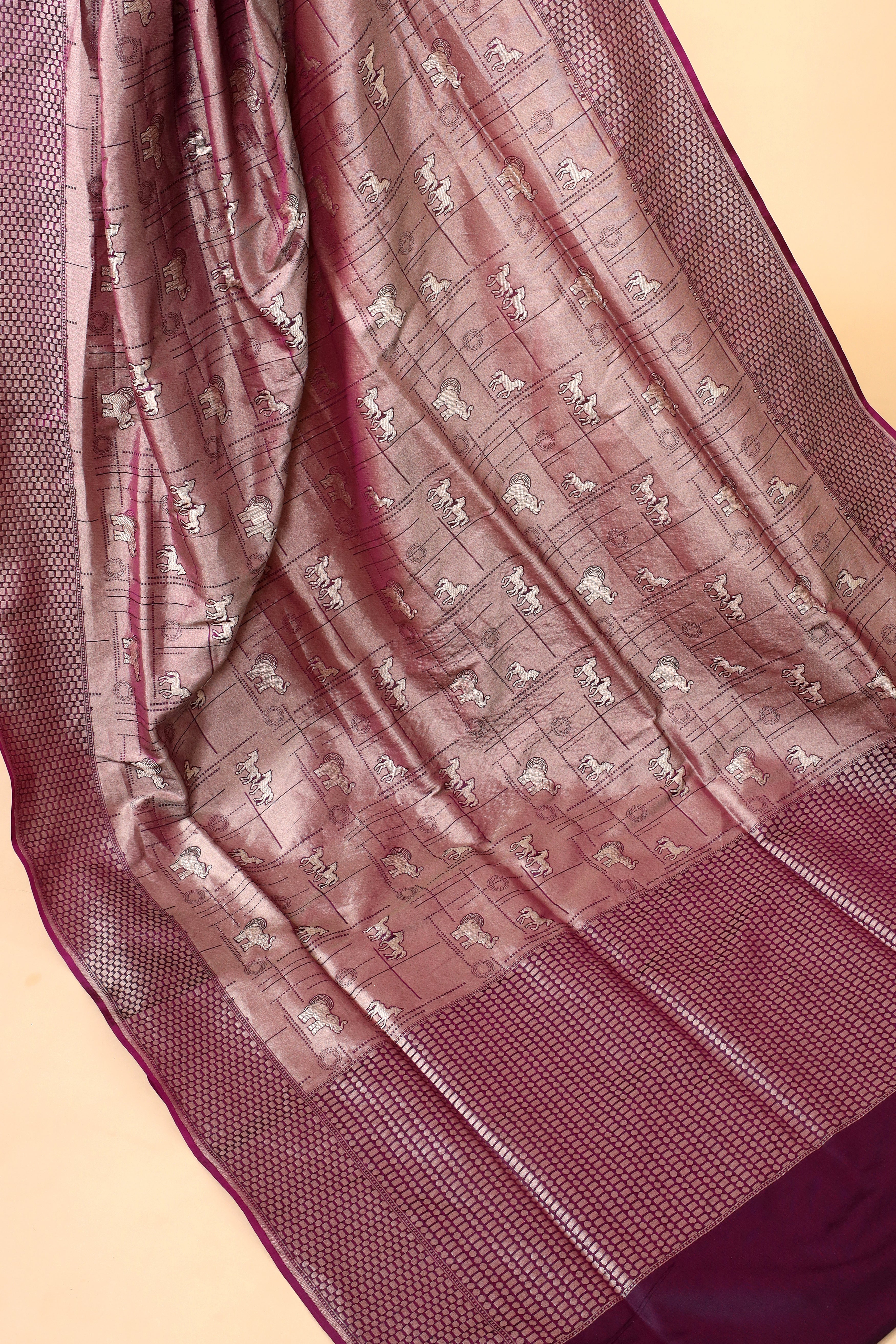 Purple Handwoven Pure Banarasi Katan Silk Saree