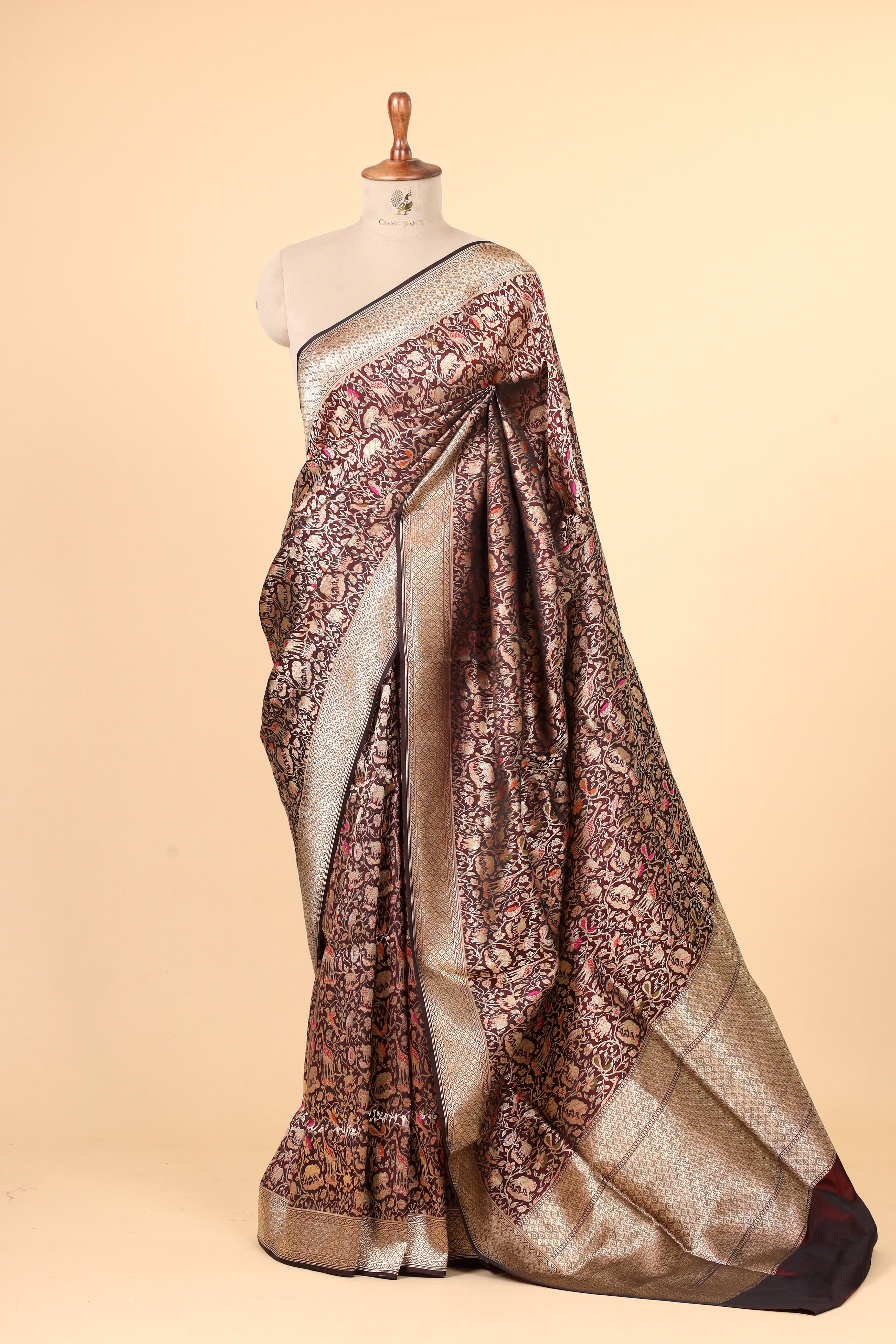 Coffee Brown Handwoven Pure Banarasi Katan Silk Saree