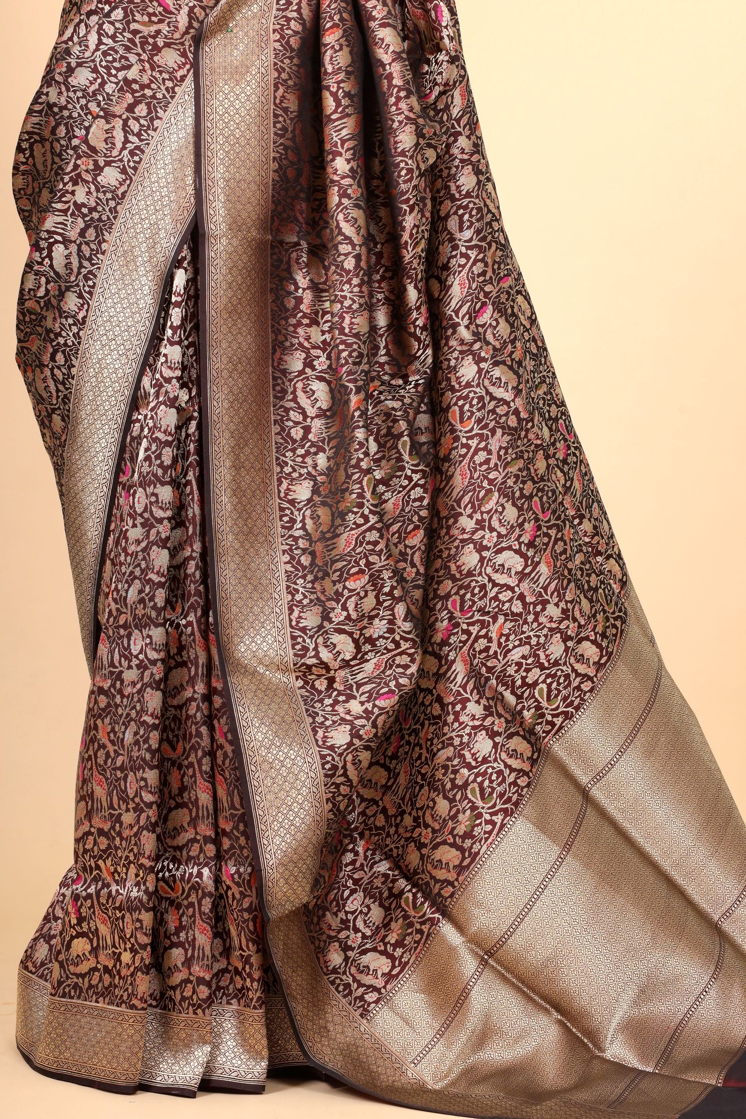 Coffee Brown Handwoven Pure Banarasi Katan Silk Saree