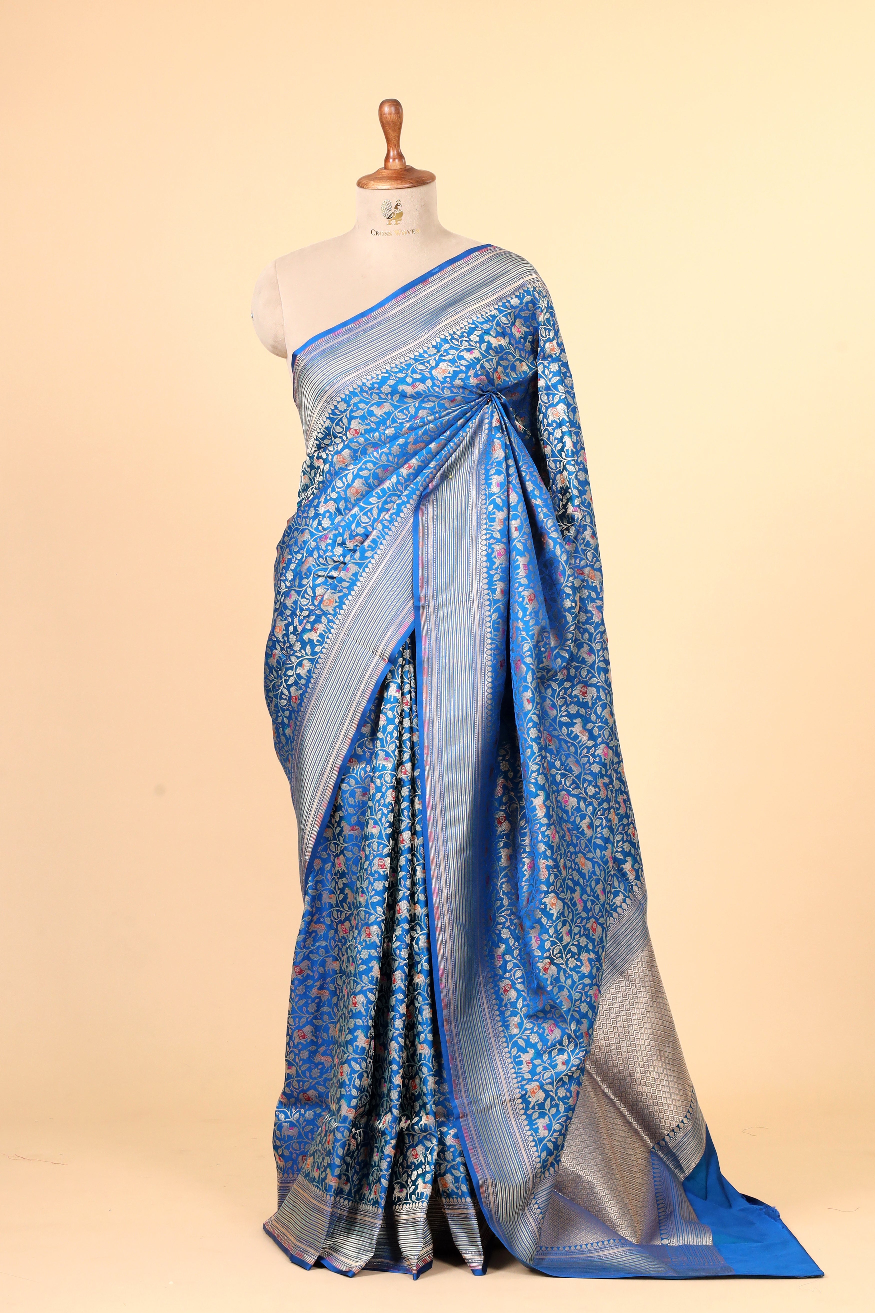 Blue Handwoven Pure Banarasi Katan Silk Saree