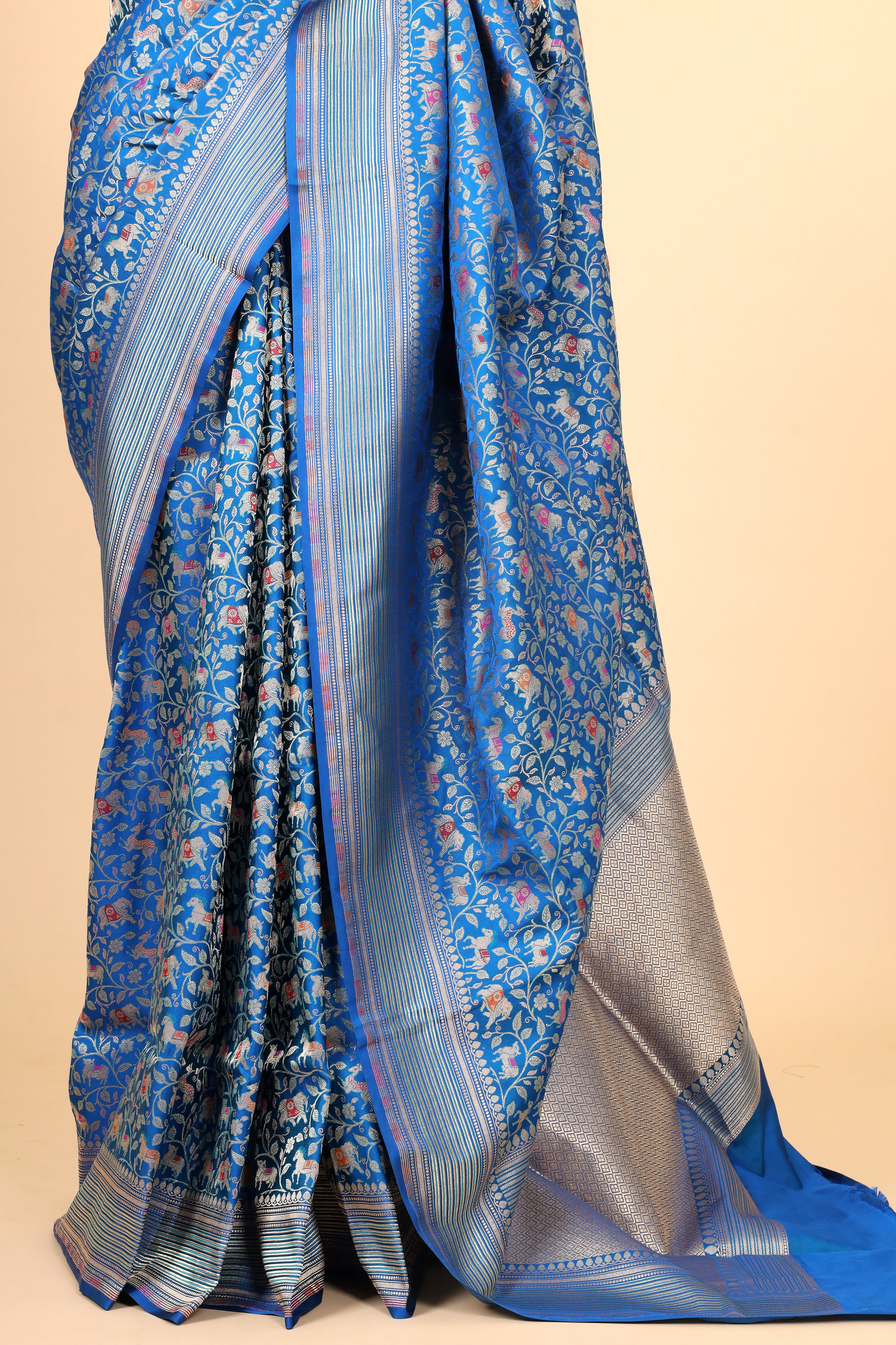 Blue Handwoven Pure Banarasi Katan Silk Saree